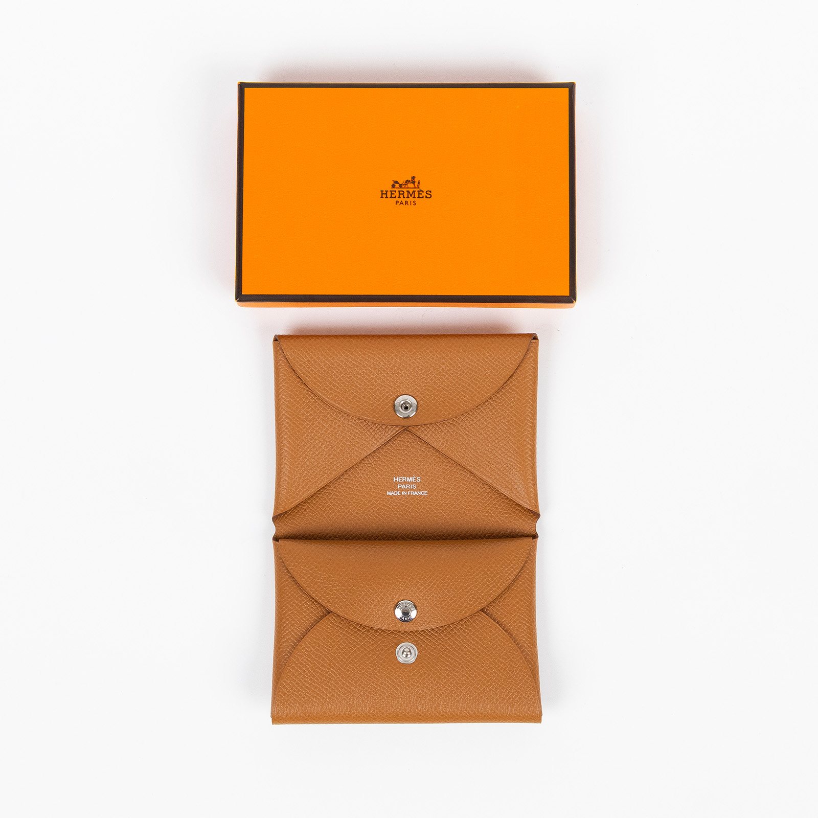 愛馬仕 Hermes Calvi Duo 卡包 CALD B刻金棕CALVI DUO 原廠盒子