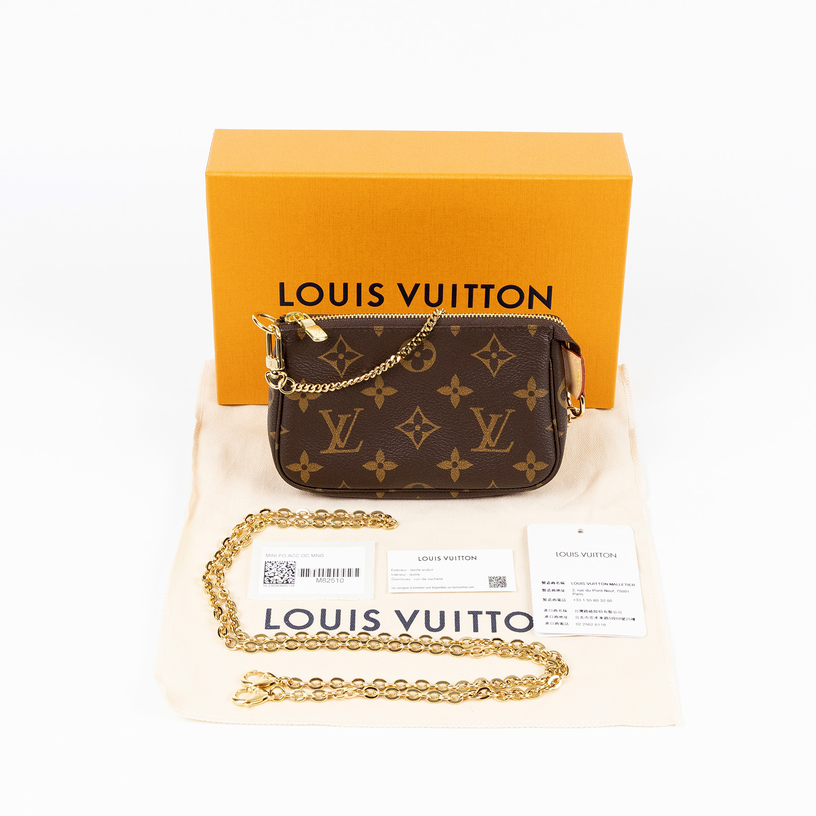 路易威登 LOUIS VUITTON Monogram塗層帆布 鏈帶 迷你小皮包 M82510 原花MINI小包 原廠盒子/防塵袋/鍊條1