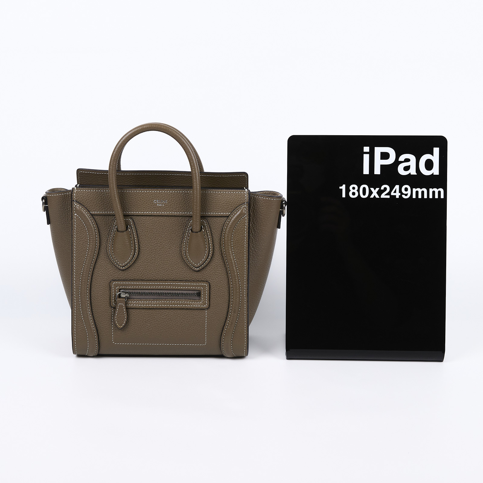 思琳 CELINE Luggage手袋 敲打 小牛皮 袖珍型 189243DRU 灰LUGGAGE冏包NANO 防塵袋/購買證明正本