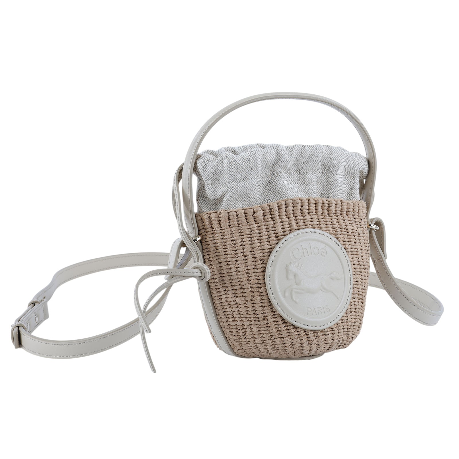 蔻依 CHLOE Horse Medal 籃式手提包 CH25US593O8222J 米色MIFUKO草編水桶包MINI 防塵袋