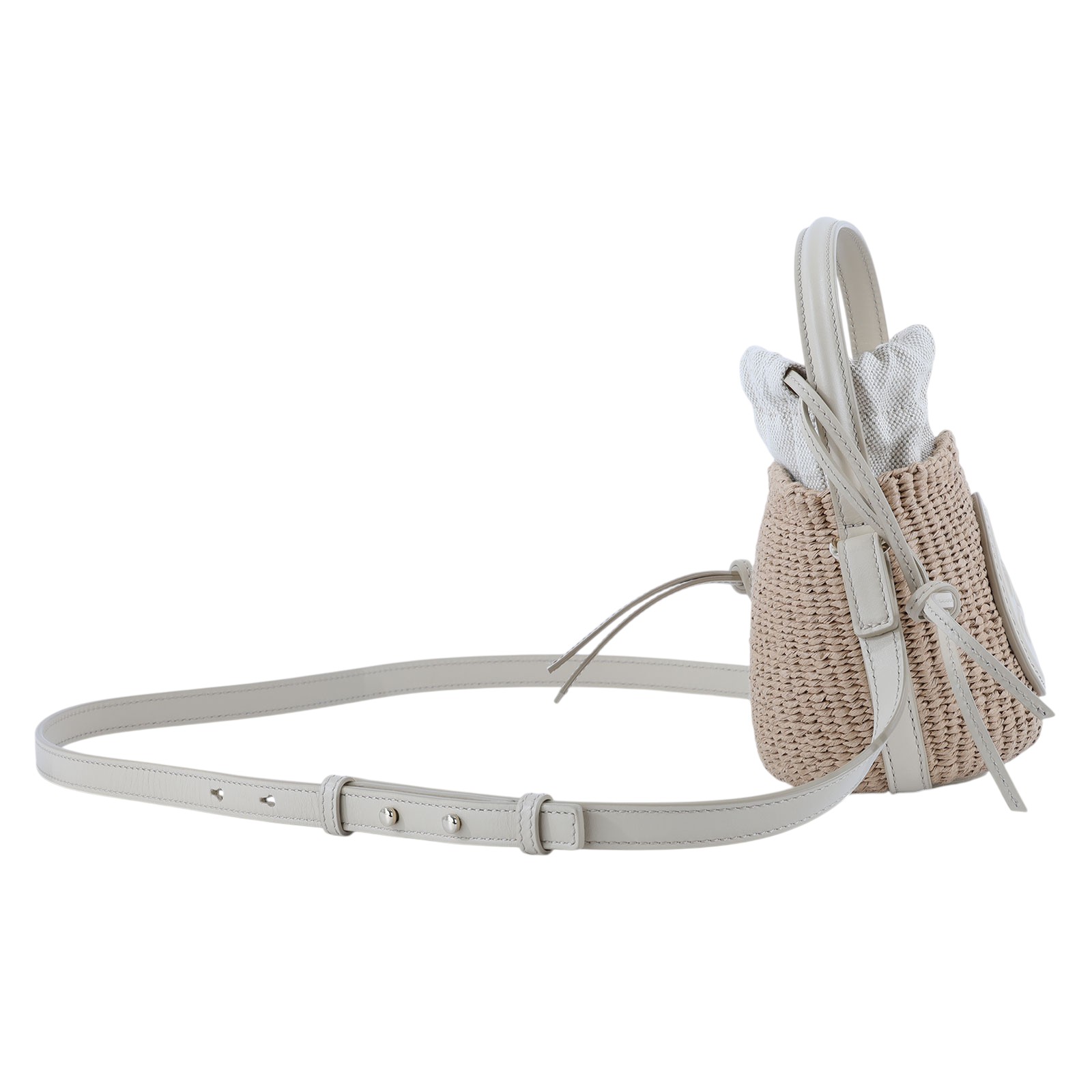 蔻依 CHLOE Horse Medal 籃式手提包 CH25US593O8222J 米色MIFUKO草編水桶包MINI 防塵袋