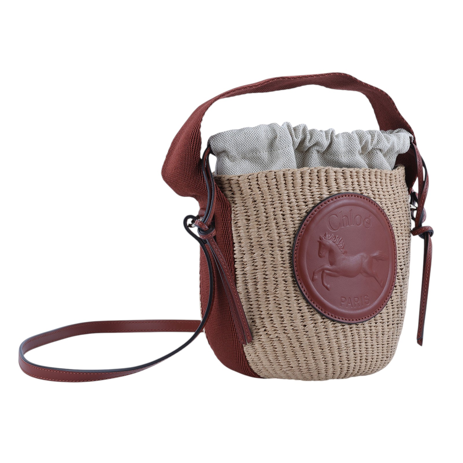蔻依 CHLOE Horse Medal 籃式手提包 小型 CHC25SS592O8227S 咖MIFUKO草編水桶包SMALL 防塵袋