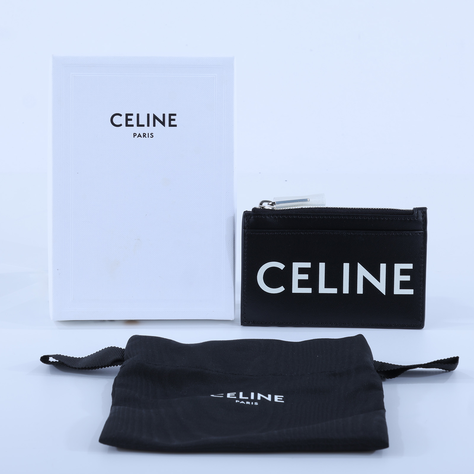 思琳 CELINE 印花 光滑牛皮 拉鍊卡夾 10F993DMF 黑卡包 原廠盒子/防塵袋