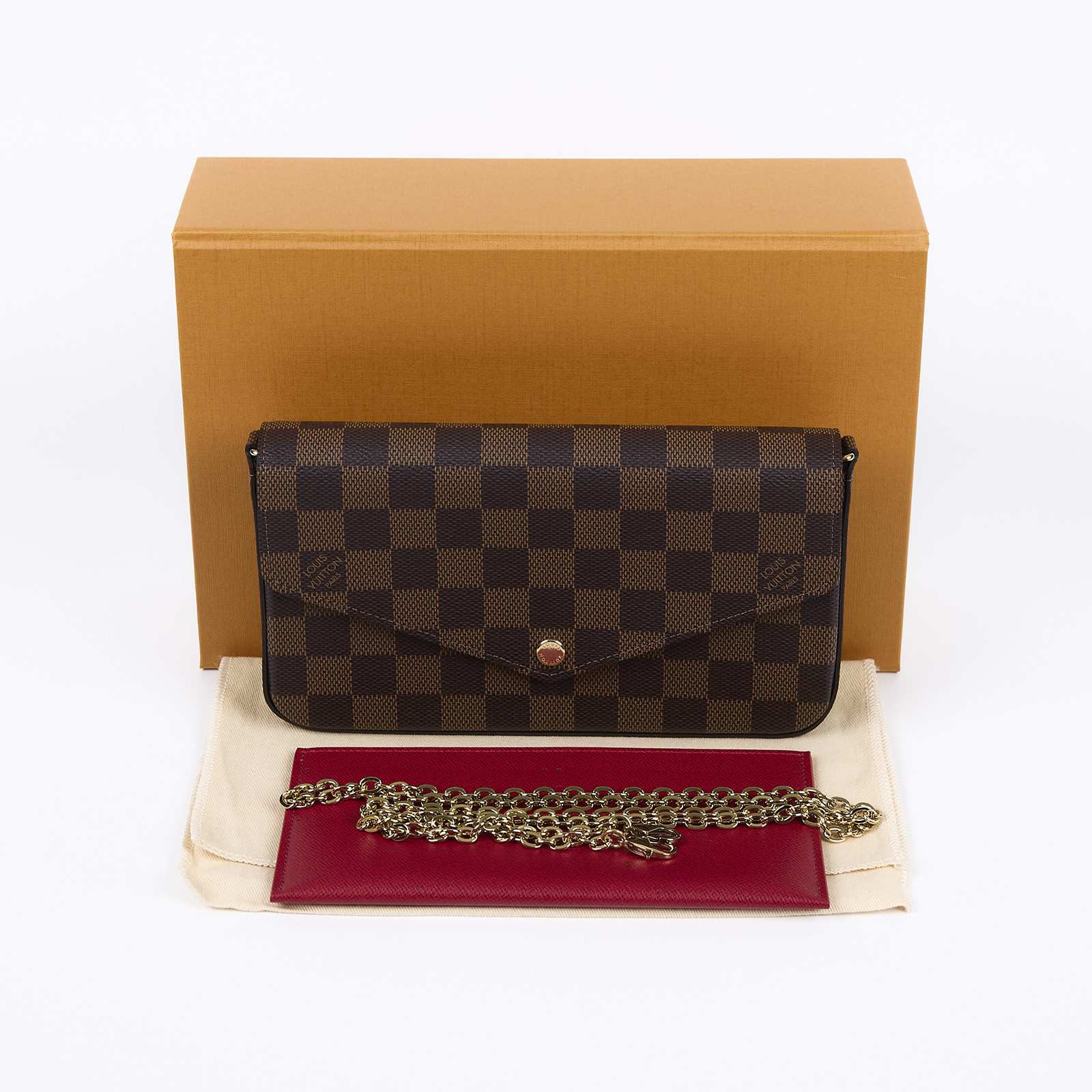 路易威登 LOUIS VUITTON Félicie Pochette 棋盤格 翻蓋 斜背 鍊帶 肩背包 N40492 晶片款  原廠盒子/防塵袋