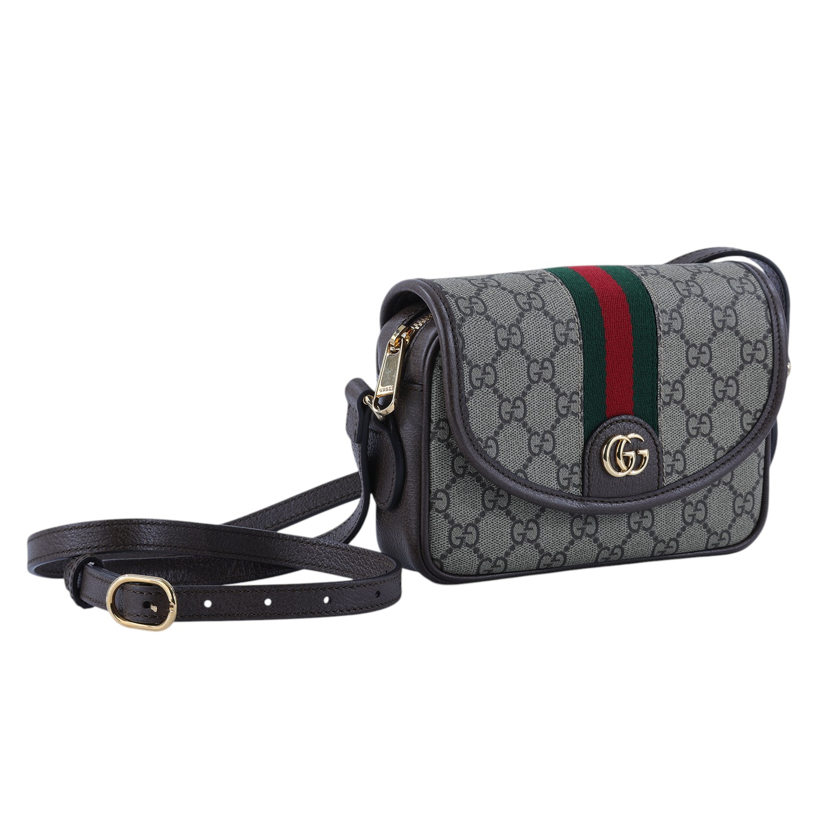 古馳 GUCCI ophidia 拉鍊 迷你 翻蓋包 米色 烏木色 772239 FACUJ  原廠盒子/防塵袋