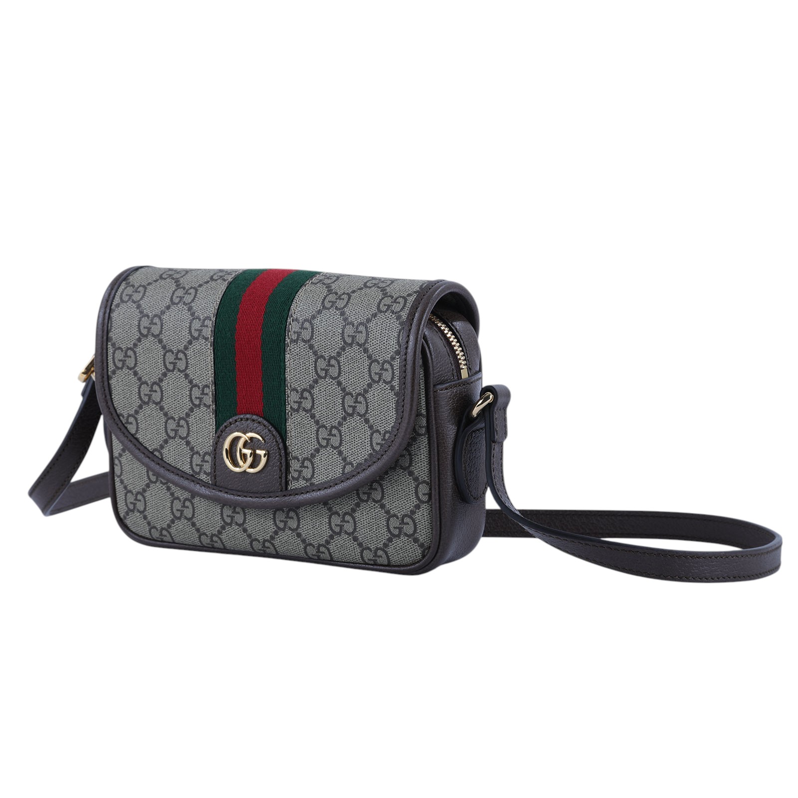 古馳 GUCCI ophidia 拉鍊 迷你 翻蓋包 米色 烏木色 772239 FACUJ  原廠盒子/防塵袋