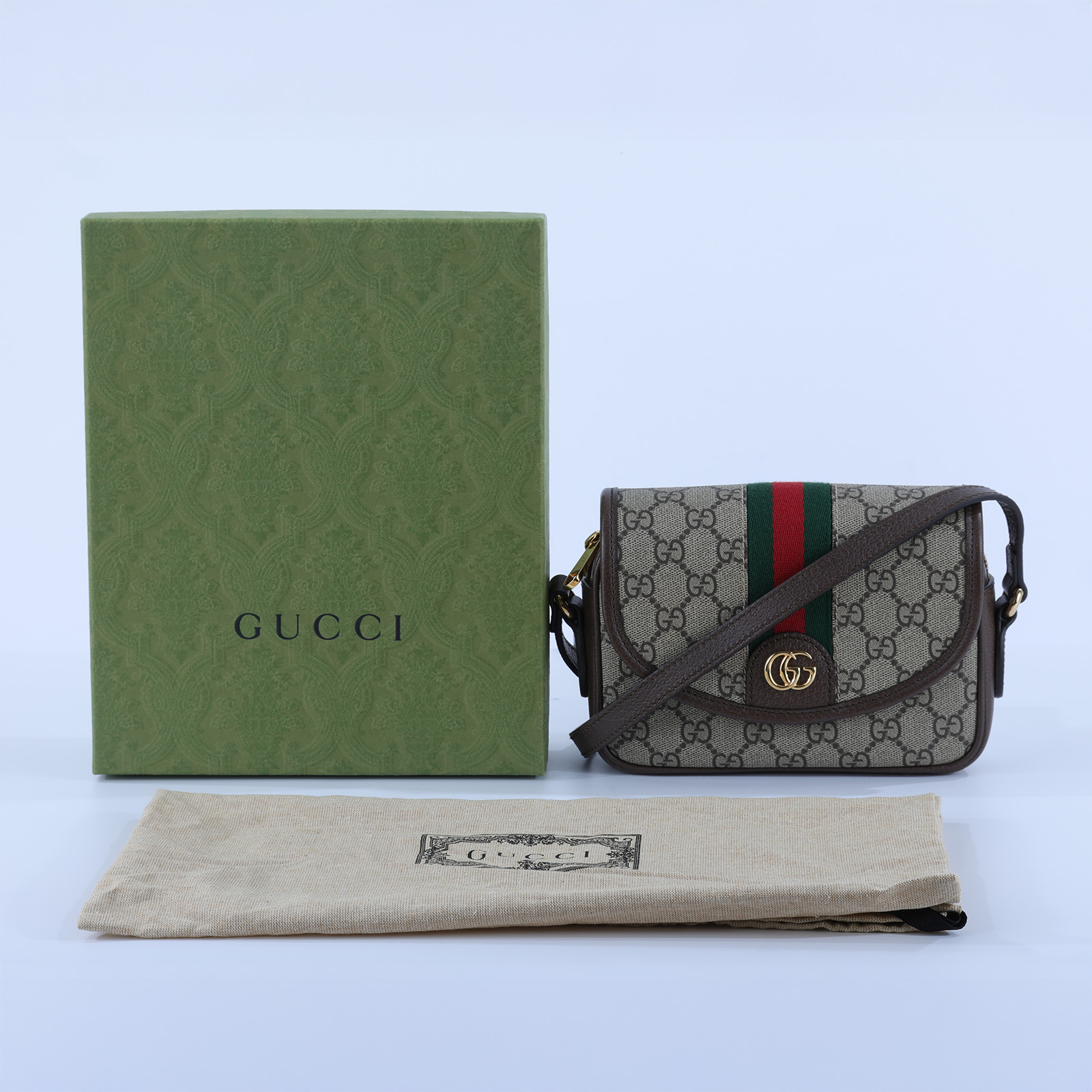 古馳 GUCCI ophidia 拉鍊 迷你 翻蓋包 米色 烏木色 772239 FACUJ  原廠盒子/防塵袋