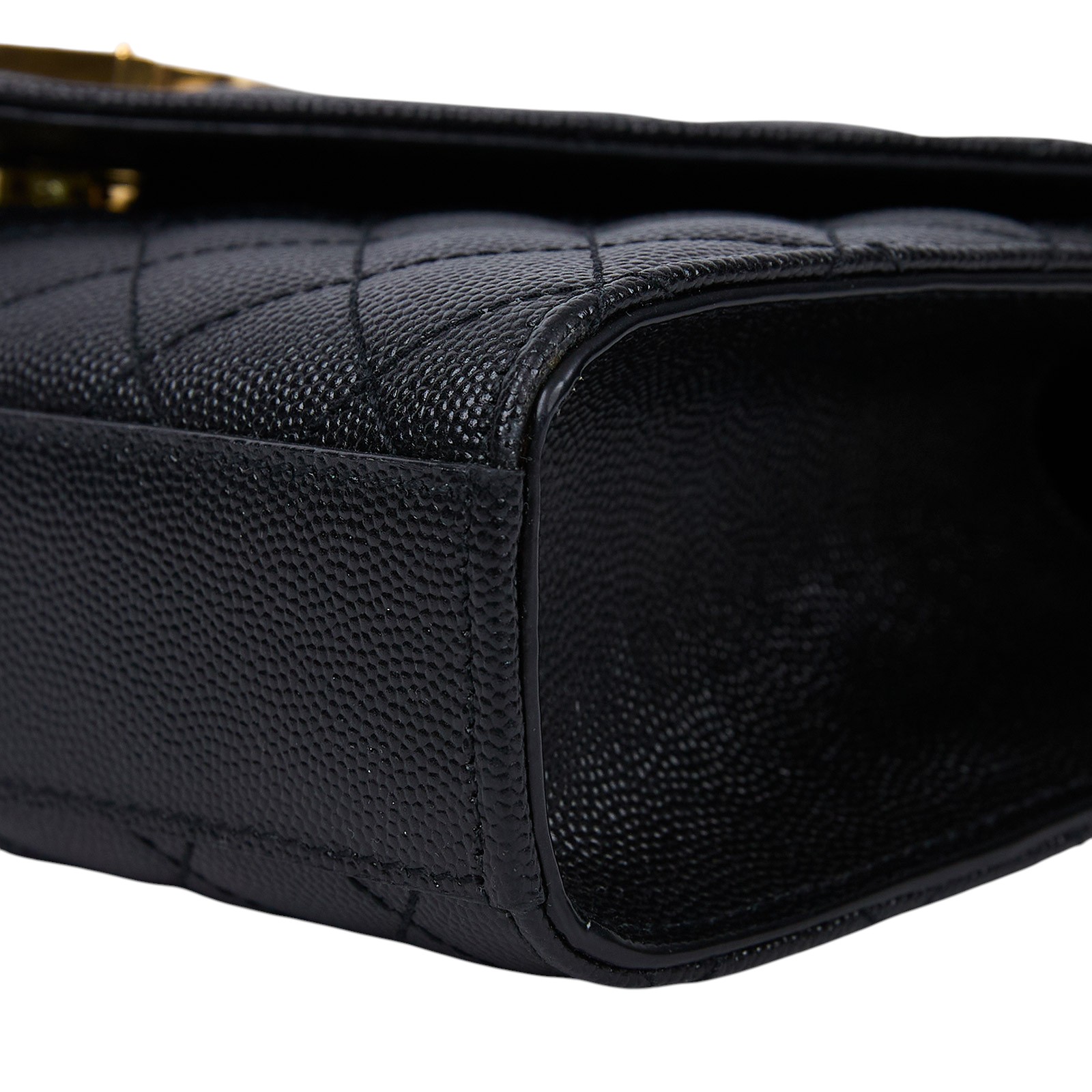 聖羅蘭 YSL SAINT LAURENT Envelope 粒面絎縫皮革 小型 信封袋 600195BOW91 黑金ENVELOPE 防塵袋/購買證明正本