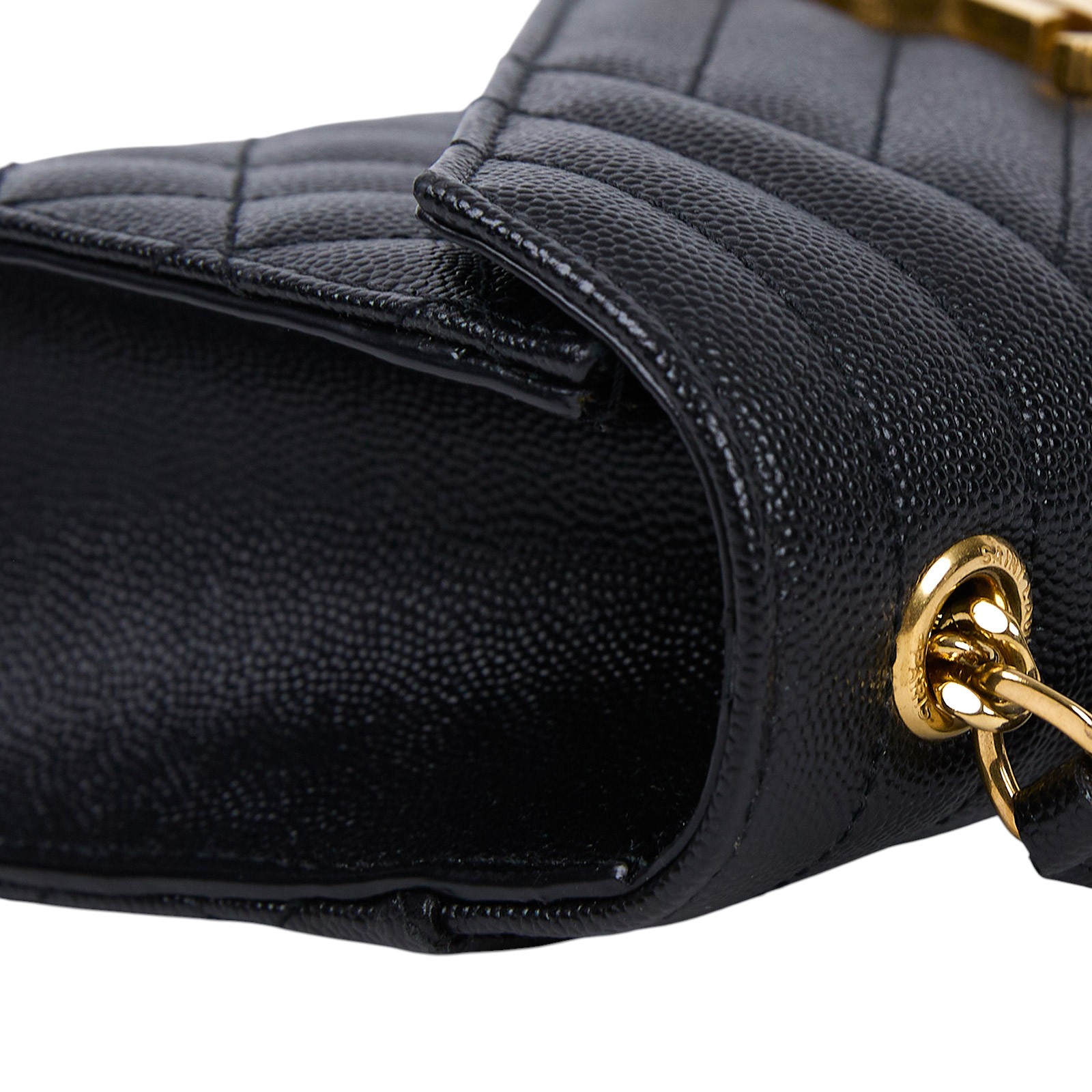 聖羅蘭 YSL SAINT LAURENT Envelope 粒面絎縫皮革 小型 信封袋 600195BOW91 黑金ENVELOPE 防塵袋/購買證明正本