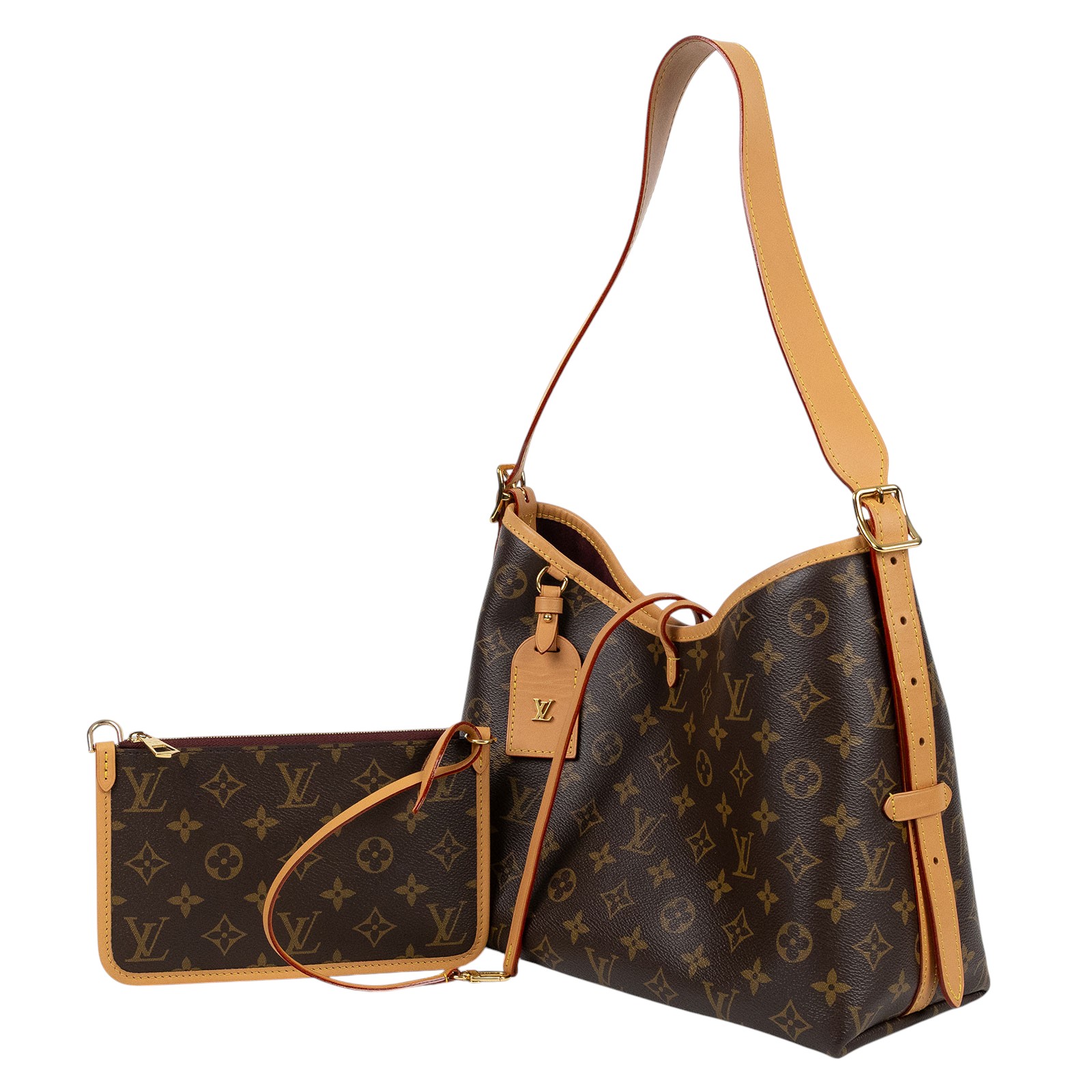 路易威登 LOUIS VUITTON CarryAll PM 原花 肩背包 M46203 晶片款  原廠盒子/防塵袋/購買證明正本/內袋