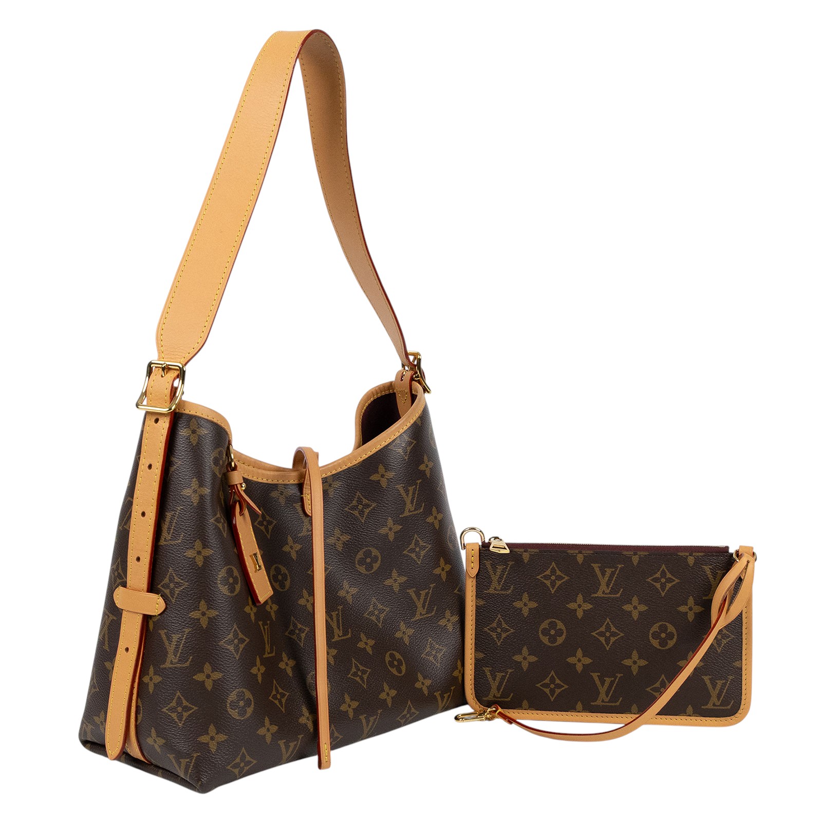 路易威登 LOUIS VUITTON CarryAll PM 原花 肩背包 M46203 晶片款  原廠盒子/防塵袋/購買證明正本/內袋
