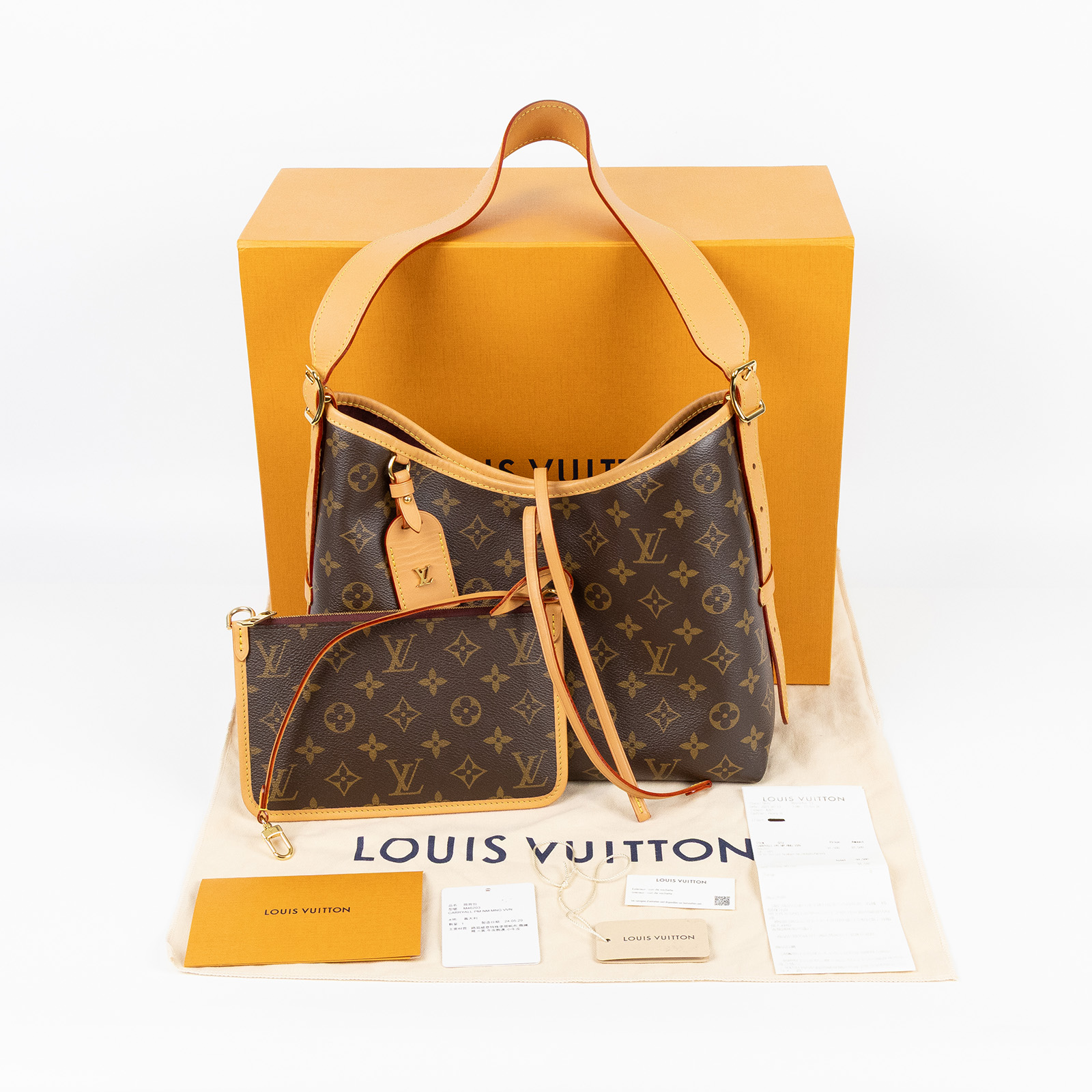 路易威登 LOUIS VUITTON CarryAll PM 原花 肩背包 M46203 晶片款  原廠盒子/防塵袋/購買證明正本/內袋