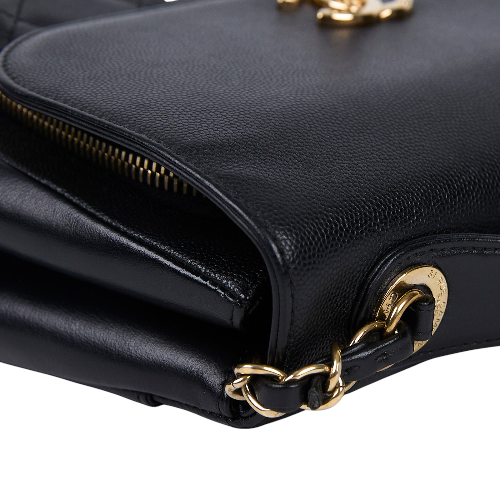 香奈兒 CHANEL 手提 口蓋包 A93607 23開黑金郵差包 防塵袋