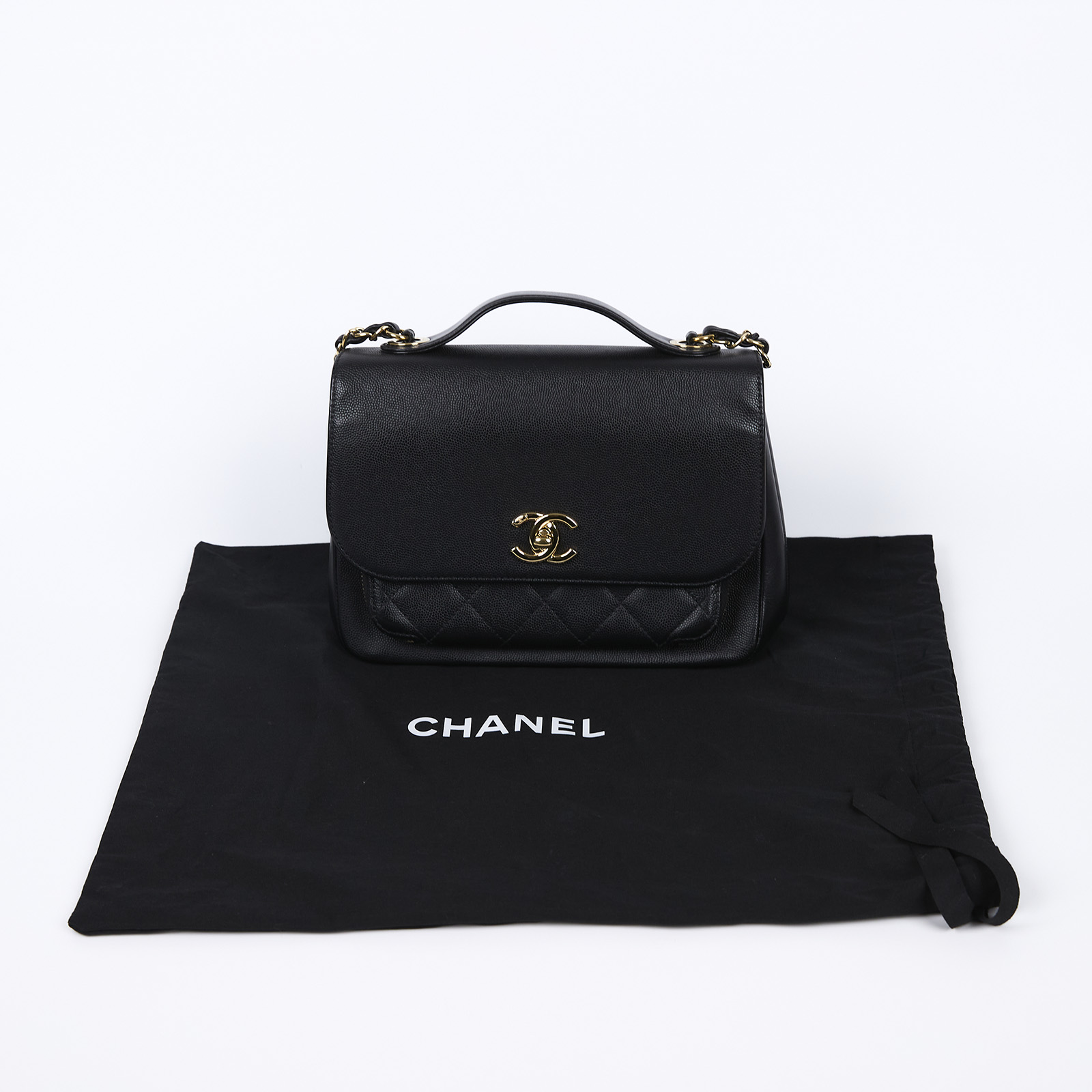 香奈兒 CHANEL 手提 口蓋包 A93607 23開黑金郵差包 防塵袋