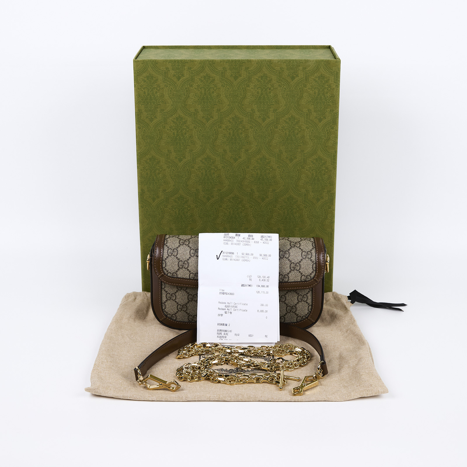 古馳 GUCCI Horsebit 1955 手提包 小型 735178 2TCG  原廠盒子/防塵袋/購買證明影本/背帶2