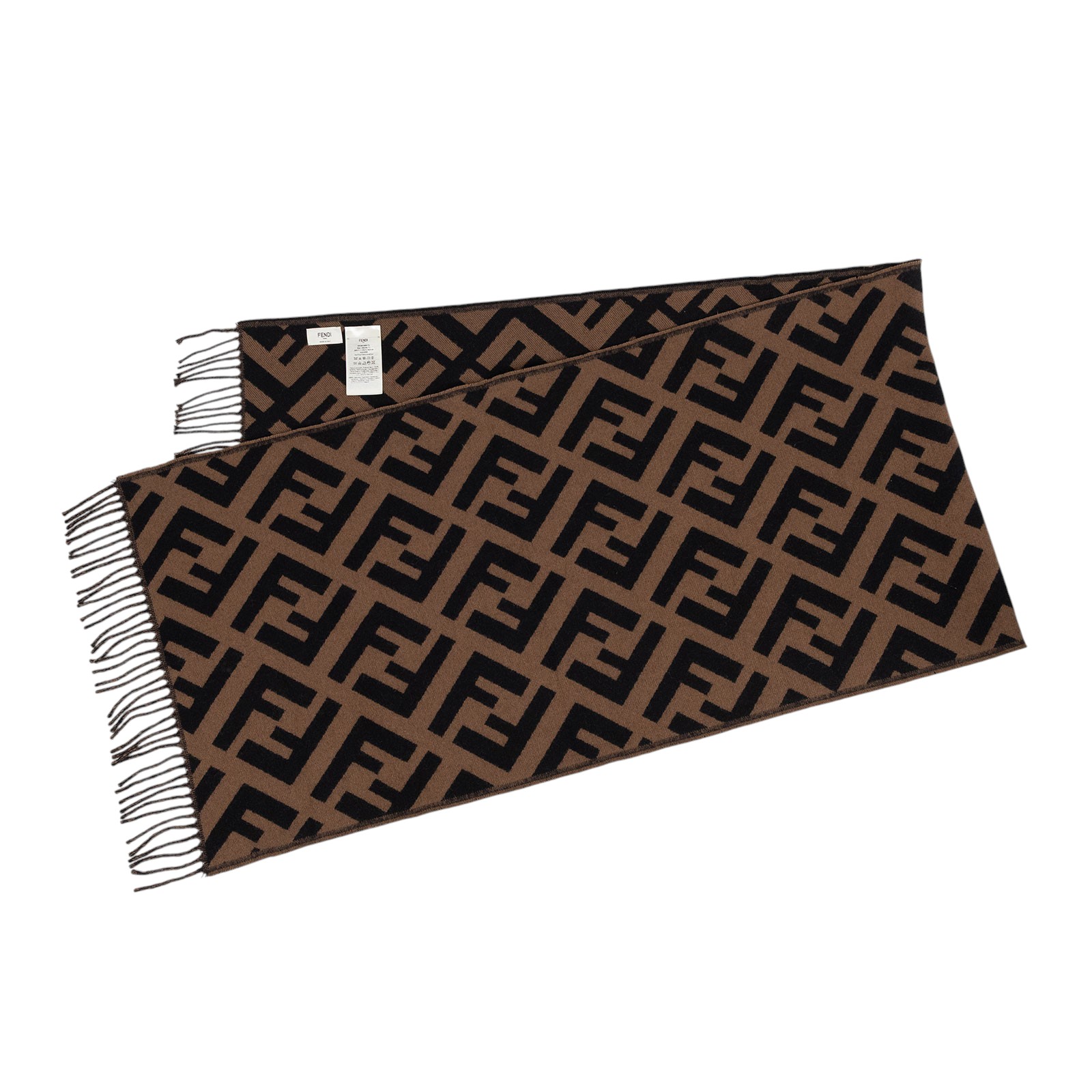 芬迪 FENDI FF 棕色羊絨 圍巾 FXT260A8RSF0QE1 咖FF圍巾 無附屬品