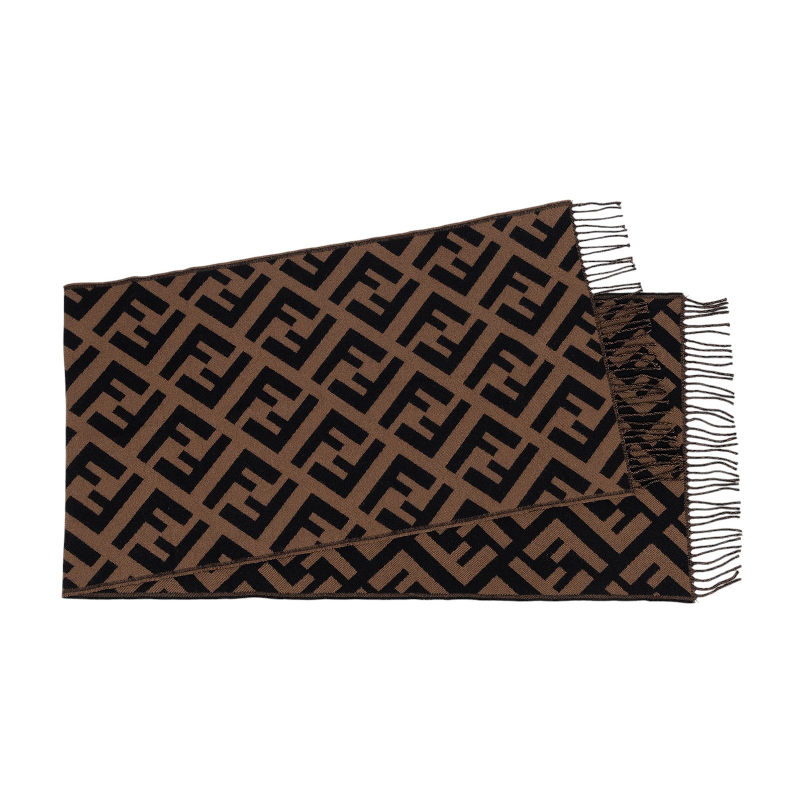芬迪 FENDI FF 棕色羊絨 圍巾 FXT260A8RSF0QE1 咖FF圍巾 無附屬品