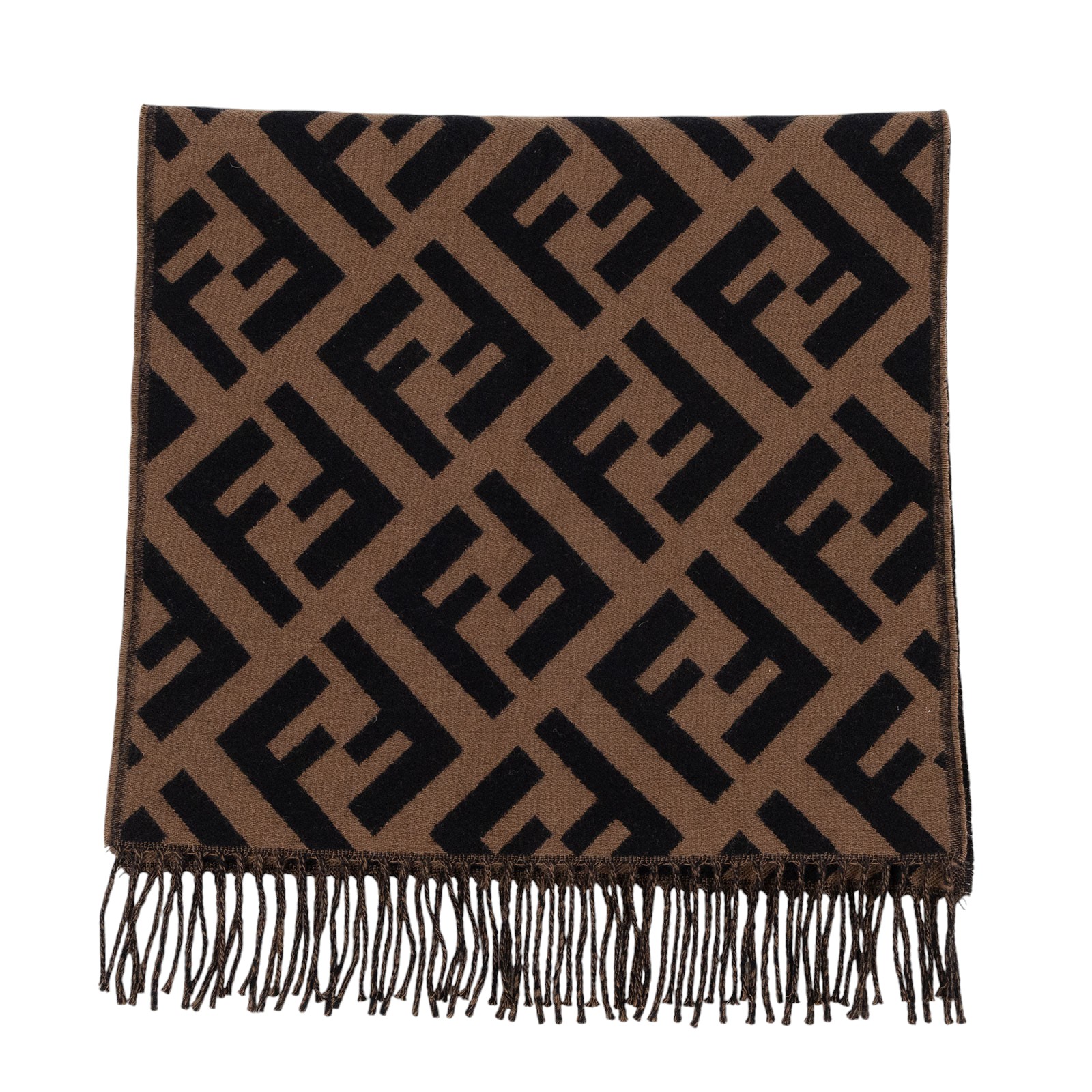 芬迪 FENDI FF 棕色羊絨 圍巾 FXT260A8RSF0QE1 咖FF圍巾 無附屬品