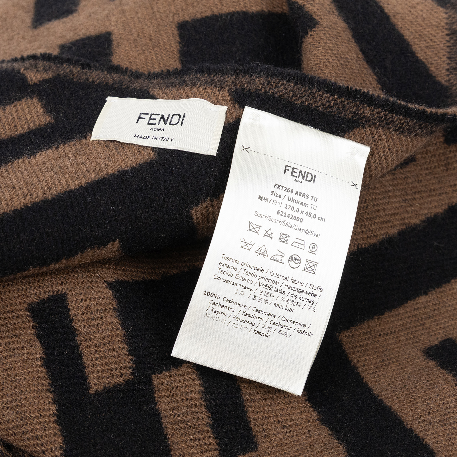 芬迪 FENDI FF 棕色羊絨 圍巾 FXT260A8RSF0QE1 咖FF圍巾 無附屬品