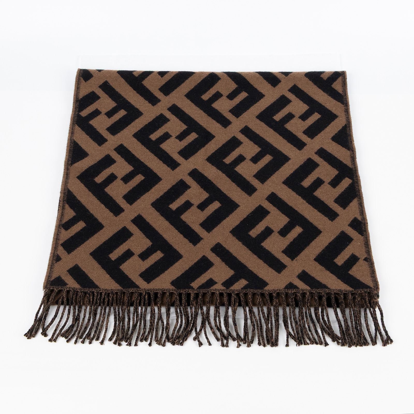 芬迪 FENDI FF 棕色羊絨 圍巾 FXT260A8RSF0QE1 咖FF圍巾 無附屬品