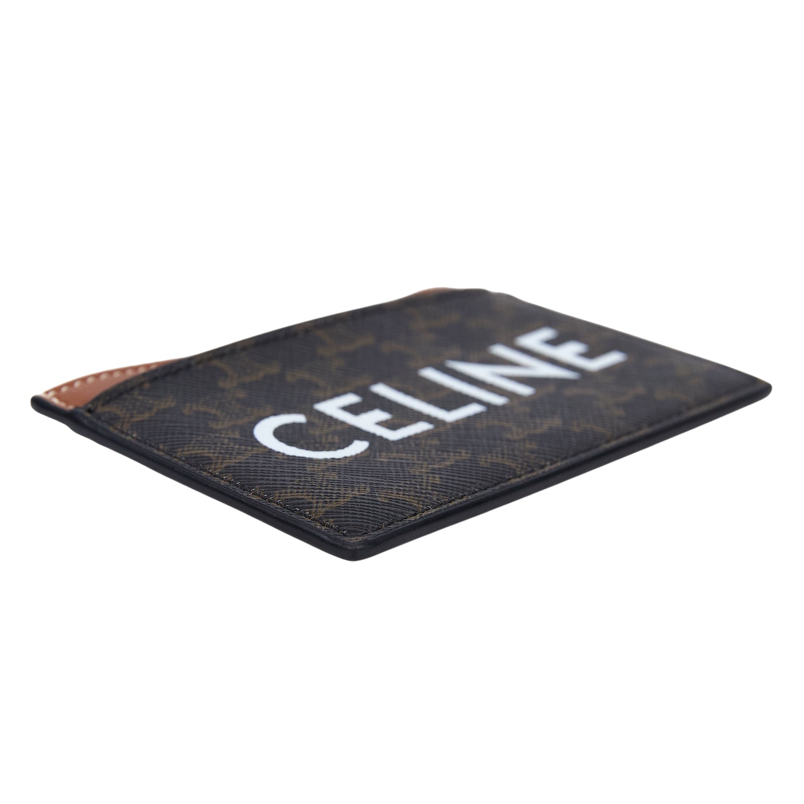 思琳 CELINE 印花卡片套 10B702CLY 黃褐色白LOGO凱旋門卡夾 原廠盒子