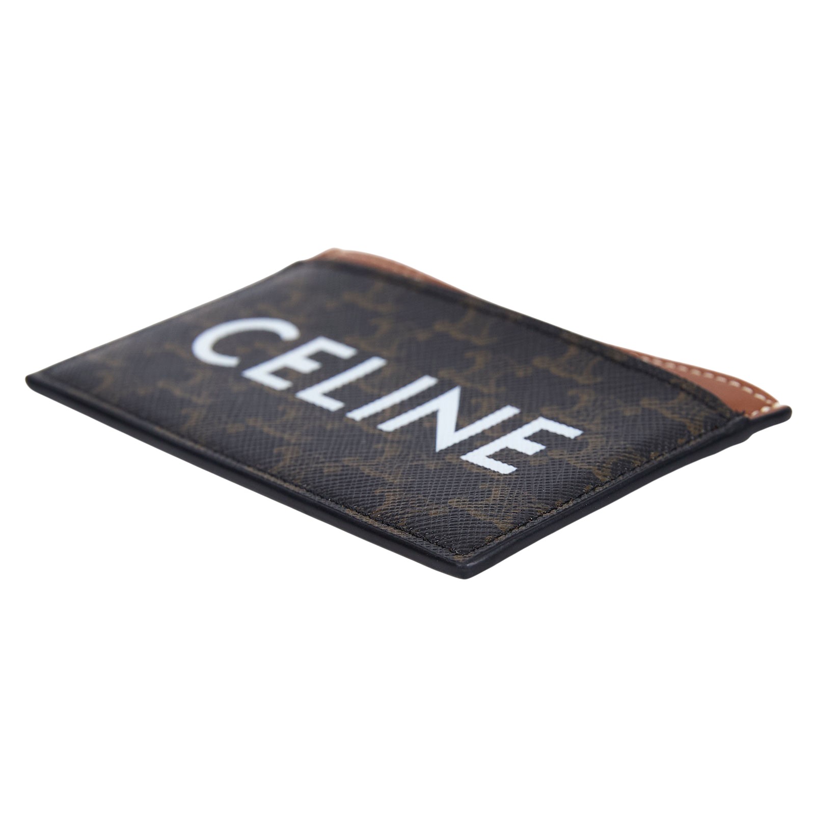 思琳 CELINE 印花卡片套 10B702CLY 黃褐色白LOGO凱旋門卡夾 原廠盒子