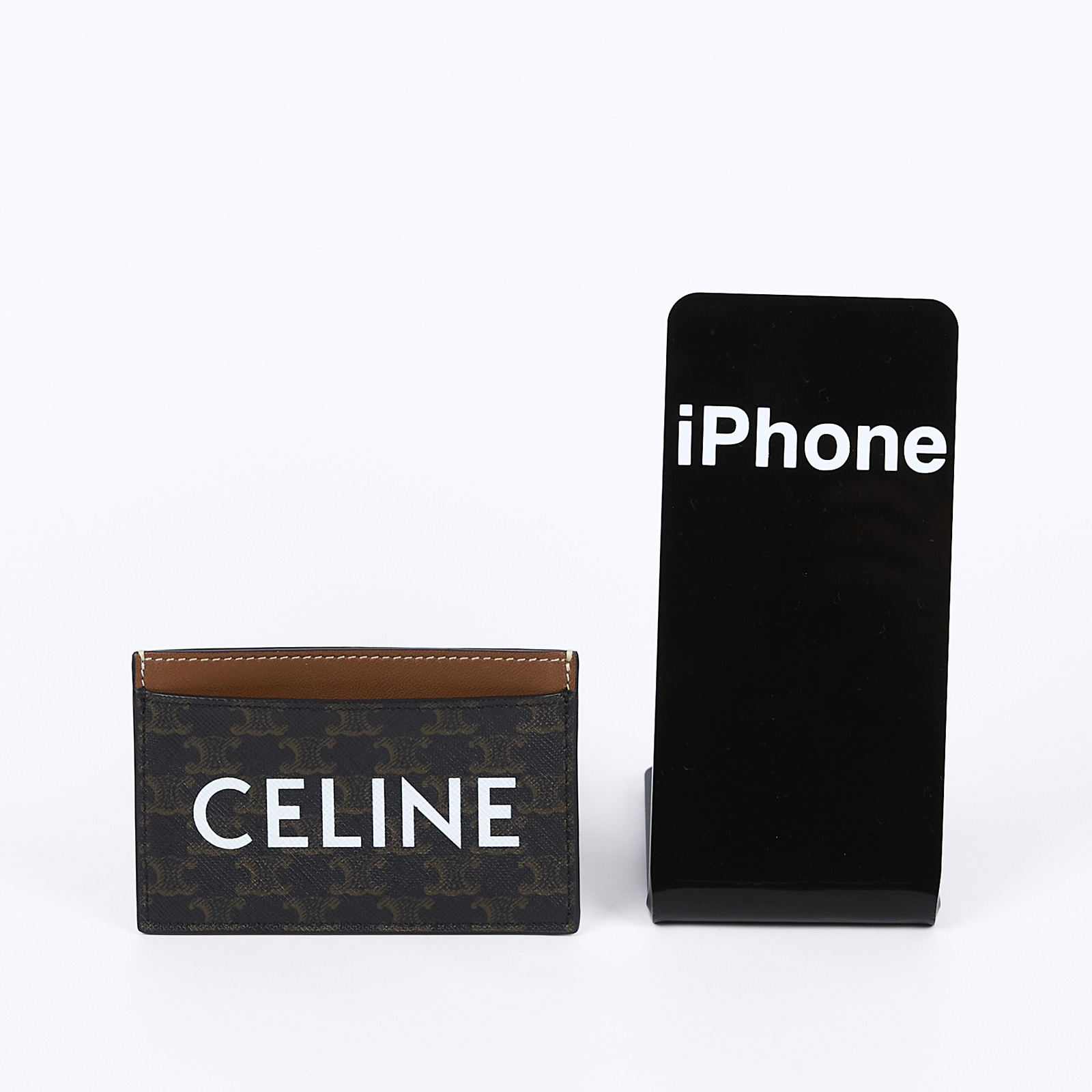 思琳 CELINE 印花卡片套 10B702CLY 黃褐色白LOGO凱旋門卡夾 原廠盒子