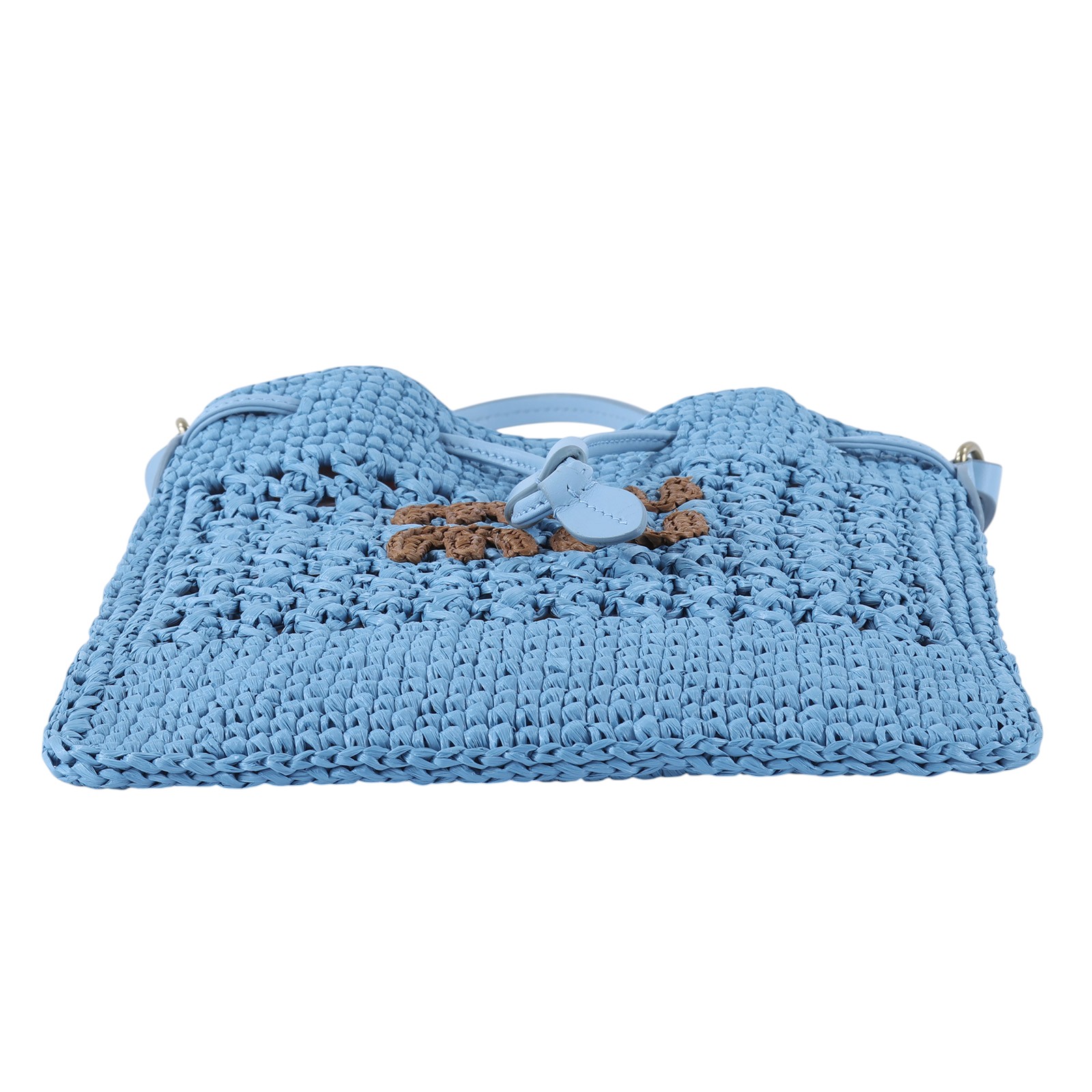 繆繆 MIU MIU 編織迷你包 5ND016_2DO1 藍底咖LOGO編織手提包 防塵袋