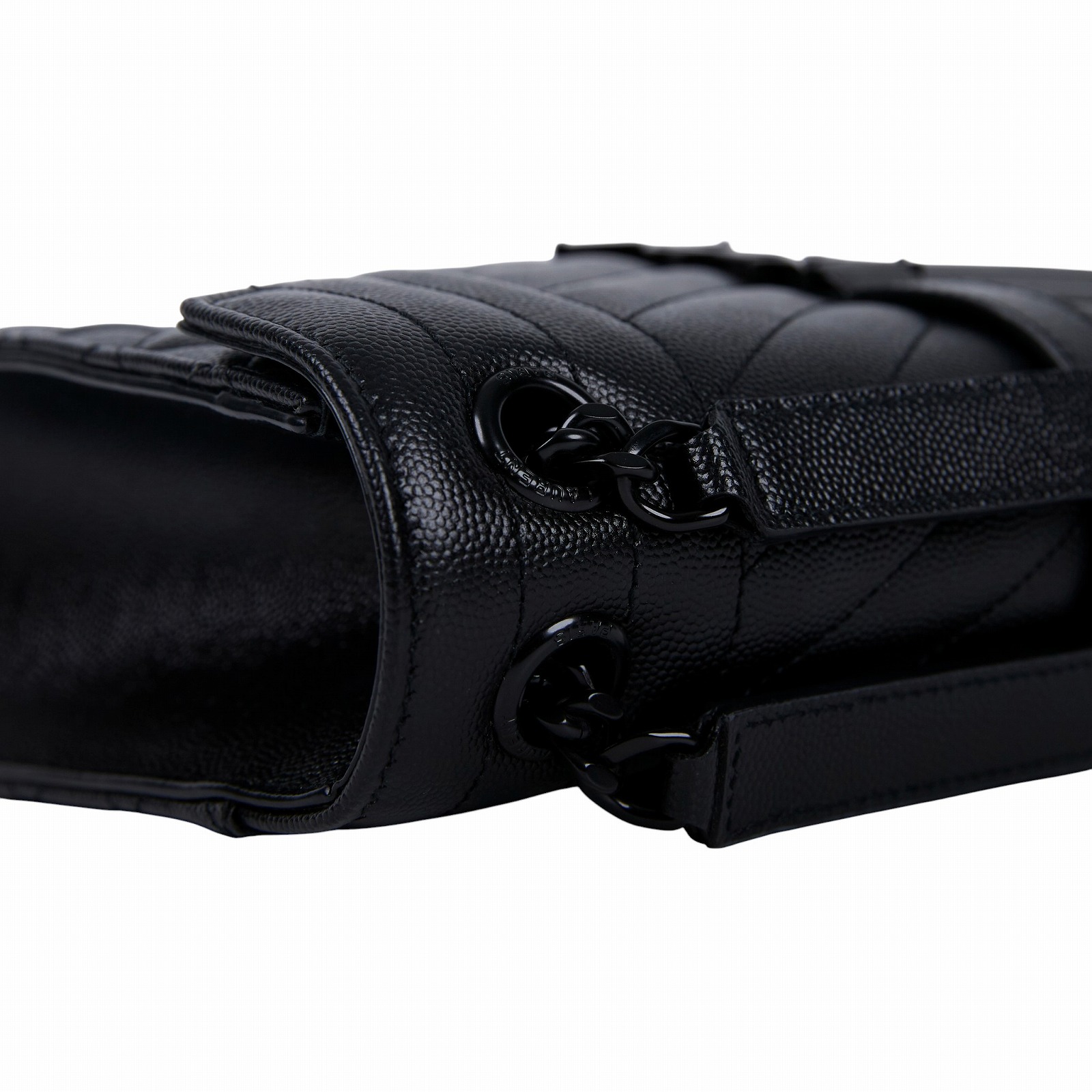 聖羅蘭 YSL SAINT LAURENT Envelope 粒面絎縫皮革 中型 信封袋 黑色五金 600185BOW98 全黑學院包 原廠盒子/防塵袋