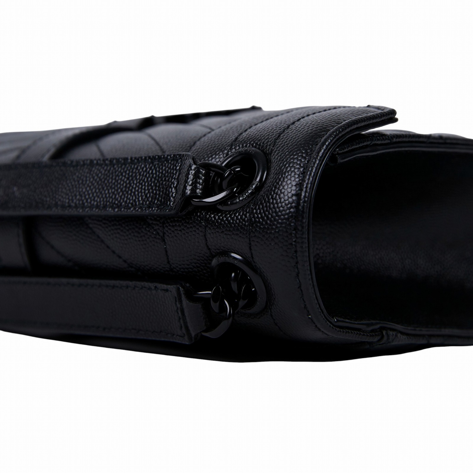 聖羅蘭 YSL SAINT LAURENT Envelope 粒面絎縫皮革 中型 信封袋 黑色五金 600185BOW98 全黑學院包 原廠盒子/防塵袋