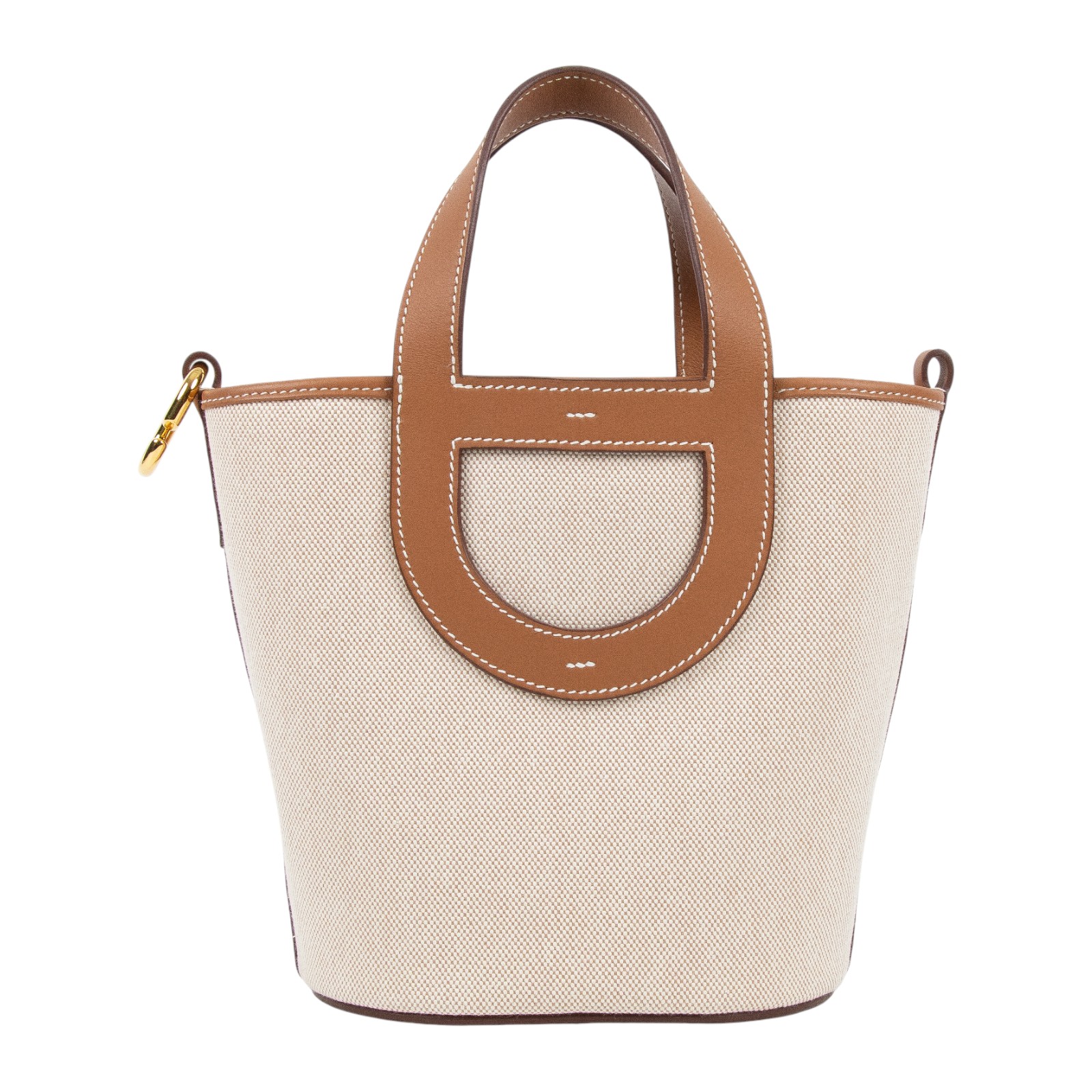 愛馬仕 Hermes In The Loop 18  豬鼻 菜籃子包 金色五金 棕色 米色 H085690CCAC /WMN007KD  防塵袋/購買證明影本