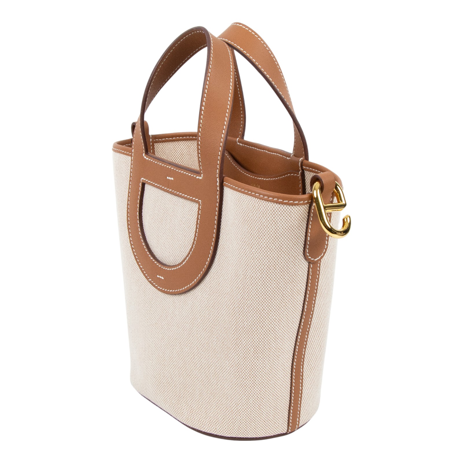 愛馬仕 Hermes In The Loop 18  豬鼻 菜籃子包 金色五金 棕色 米色 H085690CCAC /WMN007KD  防塵袋/購買證明影本