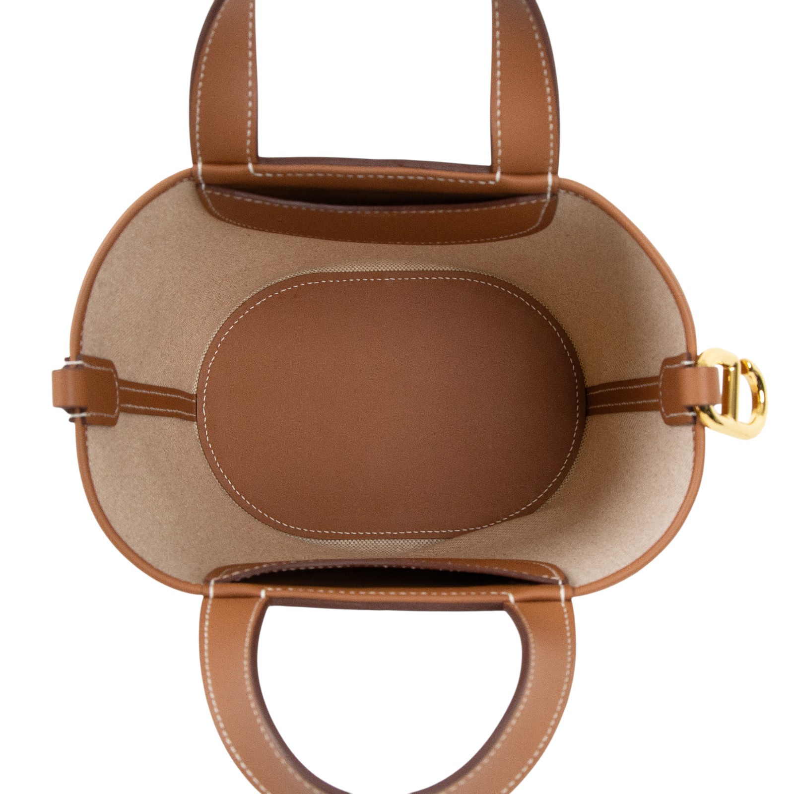 愛馬仕 Hermes In The Loop 18  豬鼻 菜籃子包 金色五金 棕色 米色 H085690CCAC /WMN007KD  防塵袋/購買證明影本