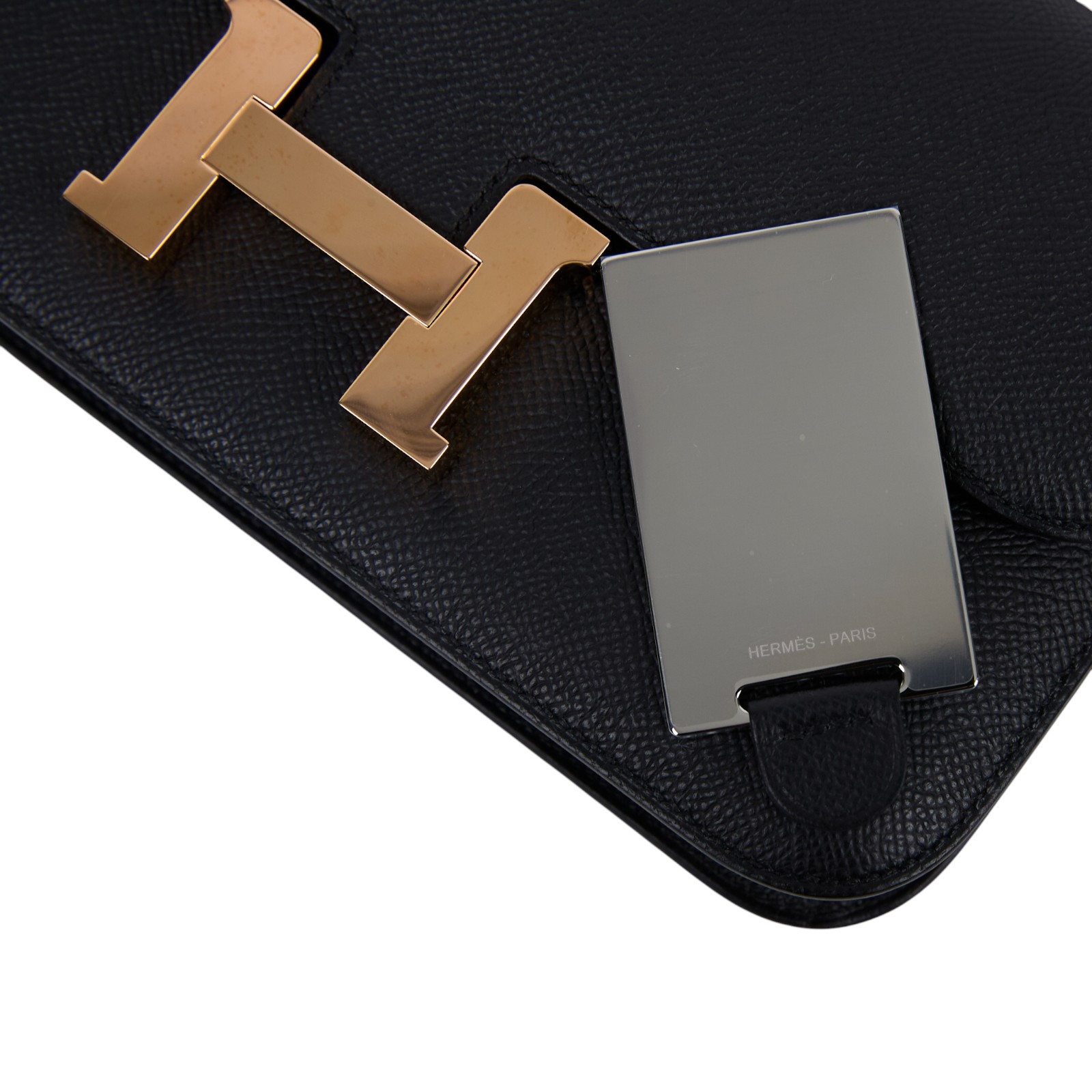 愛馬仕 Hermes Constance 24 Elan 康康包 玫瑰金扣 黑色 H085425CD89 /KPI565MS  防塵袋/背帶/購買證明影本/鏡子