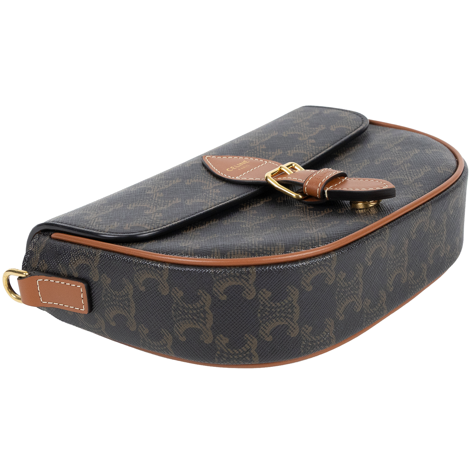 思琳 CELINE Folco 標誌印花 牛皮革 肩揹袋 122652GTL 棕凱旋門FOLCO SHOULDER 防塵袋/購買證明正本/保證卡/背帶2