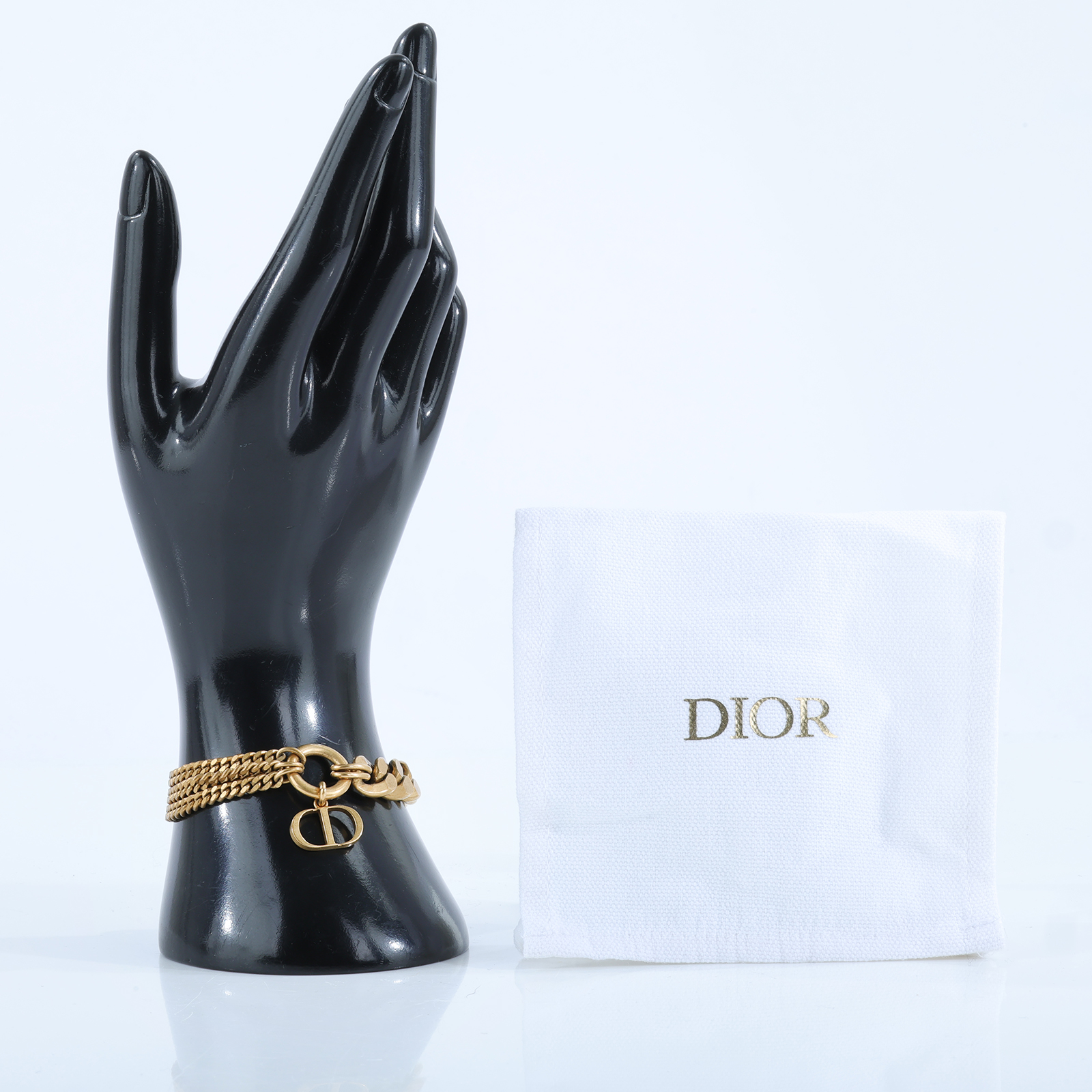 迪奧 CHRISTIAN DIOR 30 Montaigne 手鍊  金色古巴手鍊 防塵袋