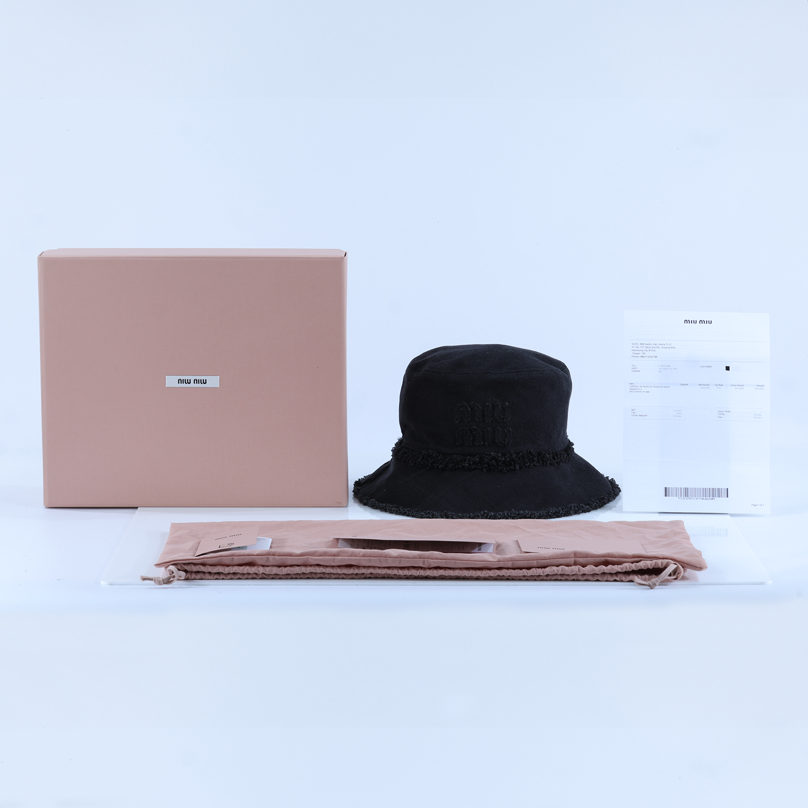 繆繆 MIU MIU 牛仔布 水桶帽 5HC196_2CL4_S 黑牛仔漁夫帽#S 原廠盒子/防塵袋/購買證明正本