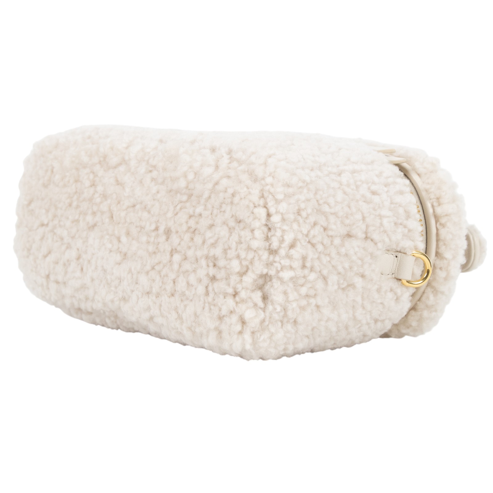 繆繆 MIU MIU 皮革細節綴飾 羊毛 肩背袋 5BH226_2F7T 白羊毛MONTONE 2WAY化妝盒 原廠盒子/防塵袋2/背帶/購買證明正本