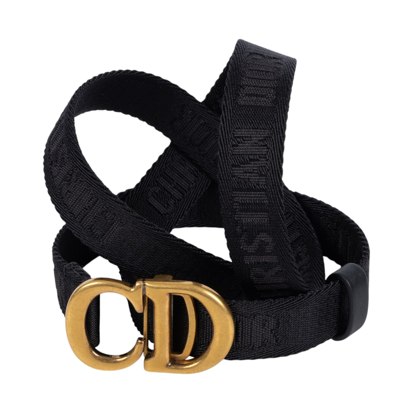 迪奧 CHRISTIAN DIOR CD Saddle 腰帶 0WBM11BLTA CD黑尼龍腰帶 原廠盒子/防塵袋