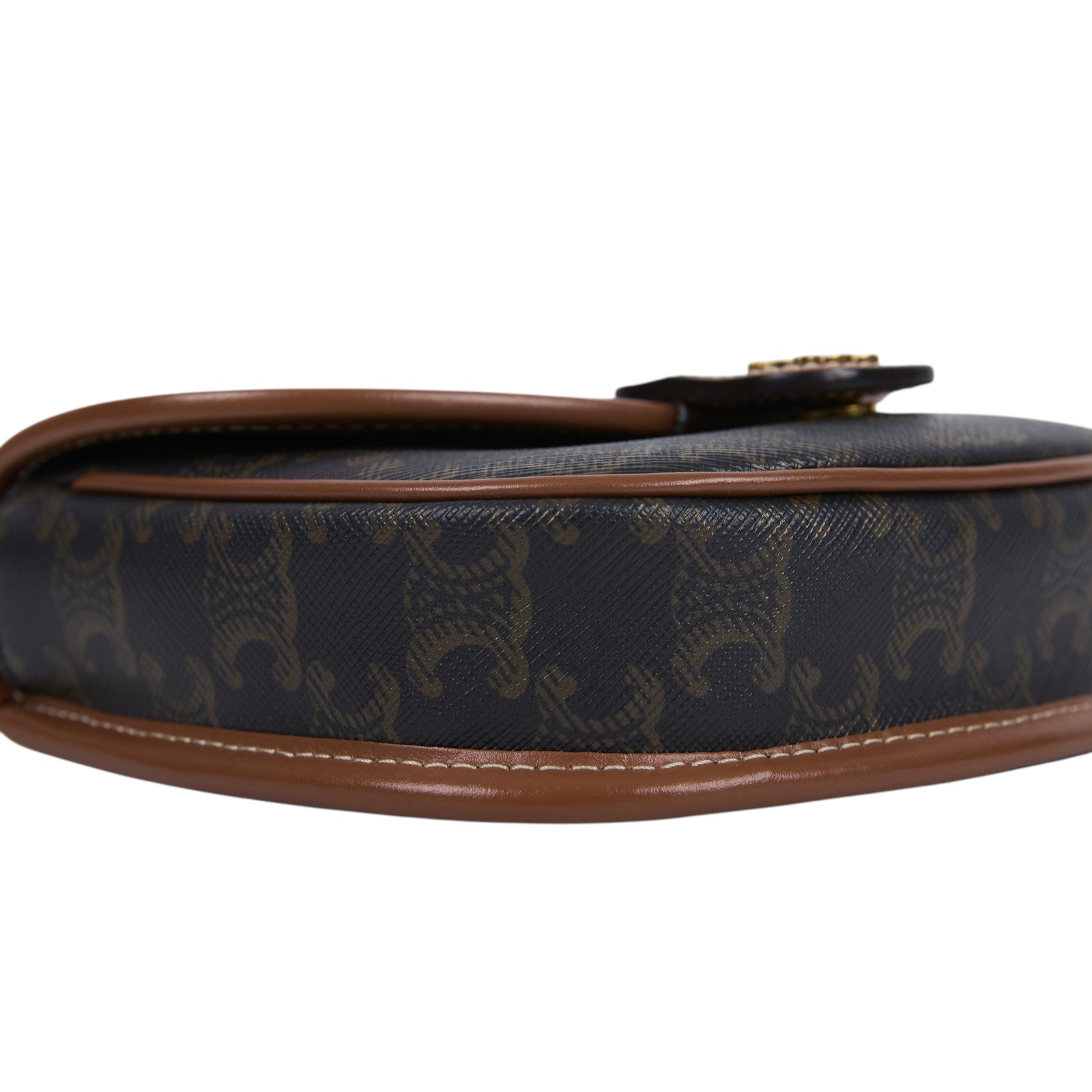 思琳 CELINE Triomphe帆布 小牛皮 迷你 Besace 斜背 肩背 馬鞍包 196702BZJ 黃褐色BESACE CLEA MINI 防塵袋