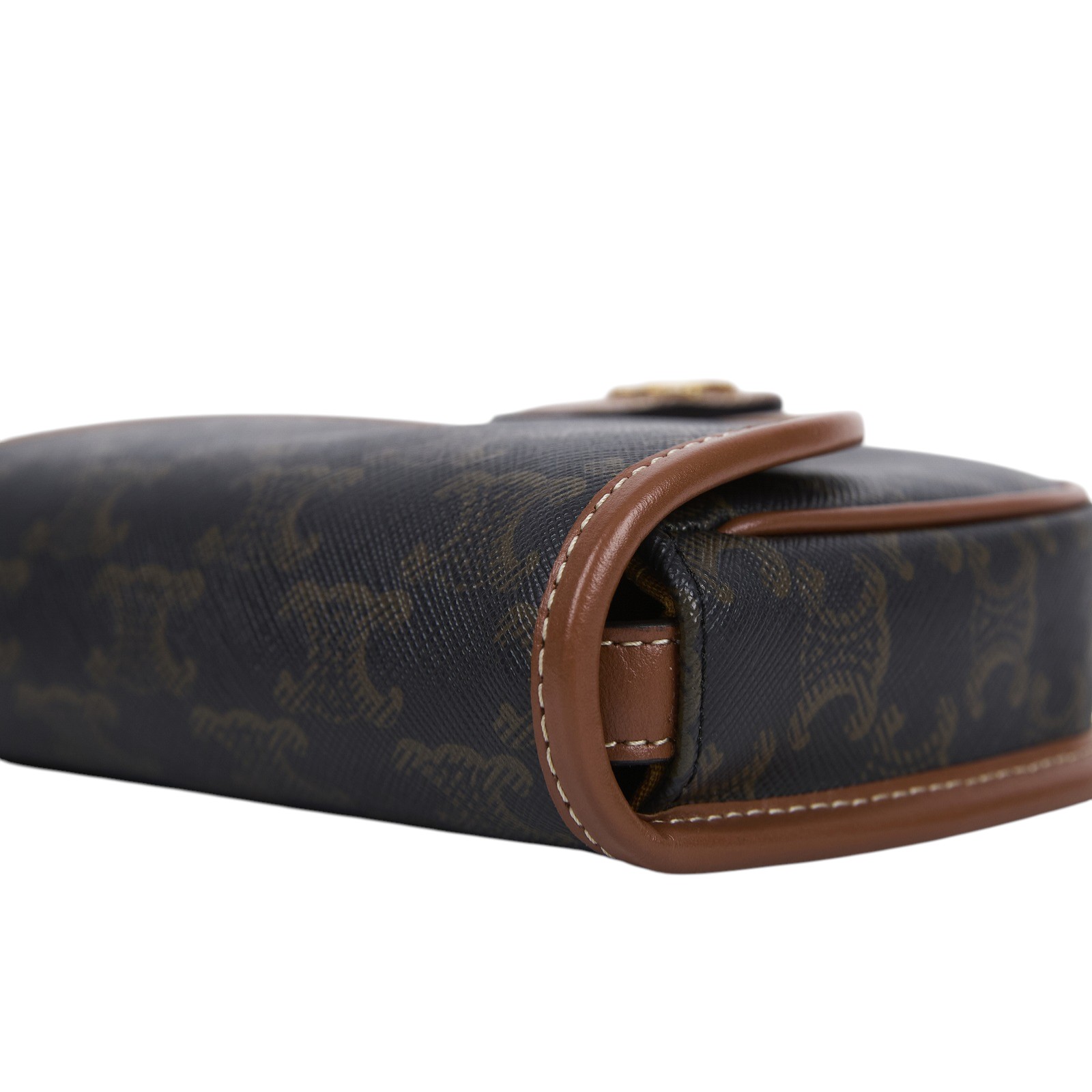 思琳 CELINE Triomphe帆布 小牛皮 迷你 Besace 斜背 肩背 馬鞍包 196702BZJ 黃褐色BESACE CLEA MINI 防塵袋