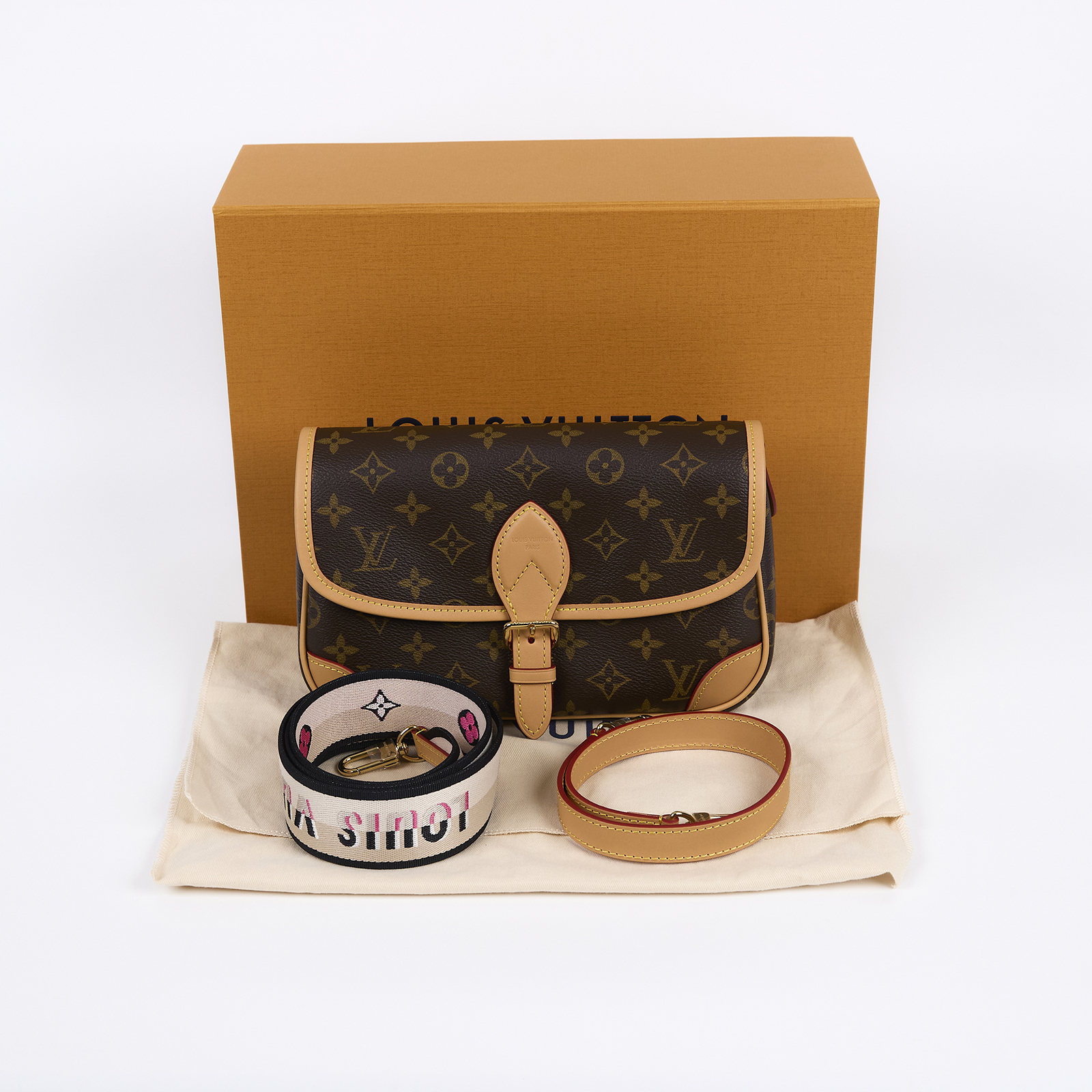 路易威登 LOUIS VUITTON Diane 腋下包法棍 單肩背包 經典帆布 M45985 晶片款 原花DIANE 原廠盒子/防塵袋/背帶2