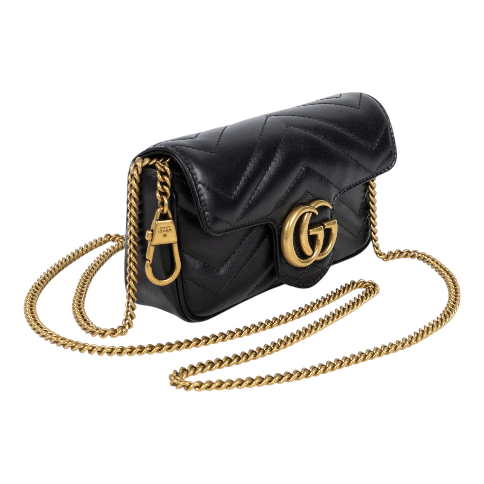 古馳 GUCCI GG Mormont 絎縫 超迷你袋 476433 DTDCT 黑MARMONT MINI 原廠盒子/防塵袋/購買證明正本