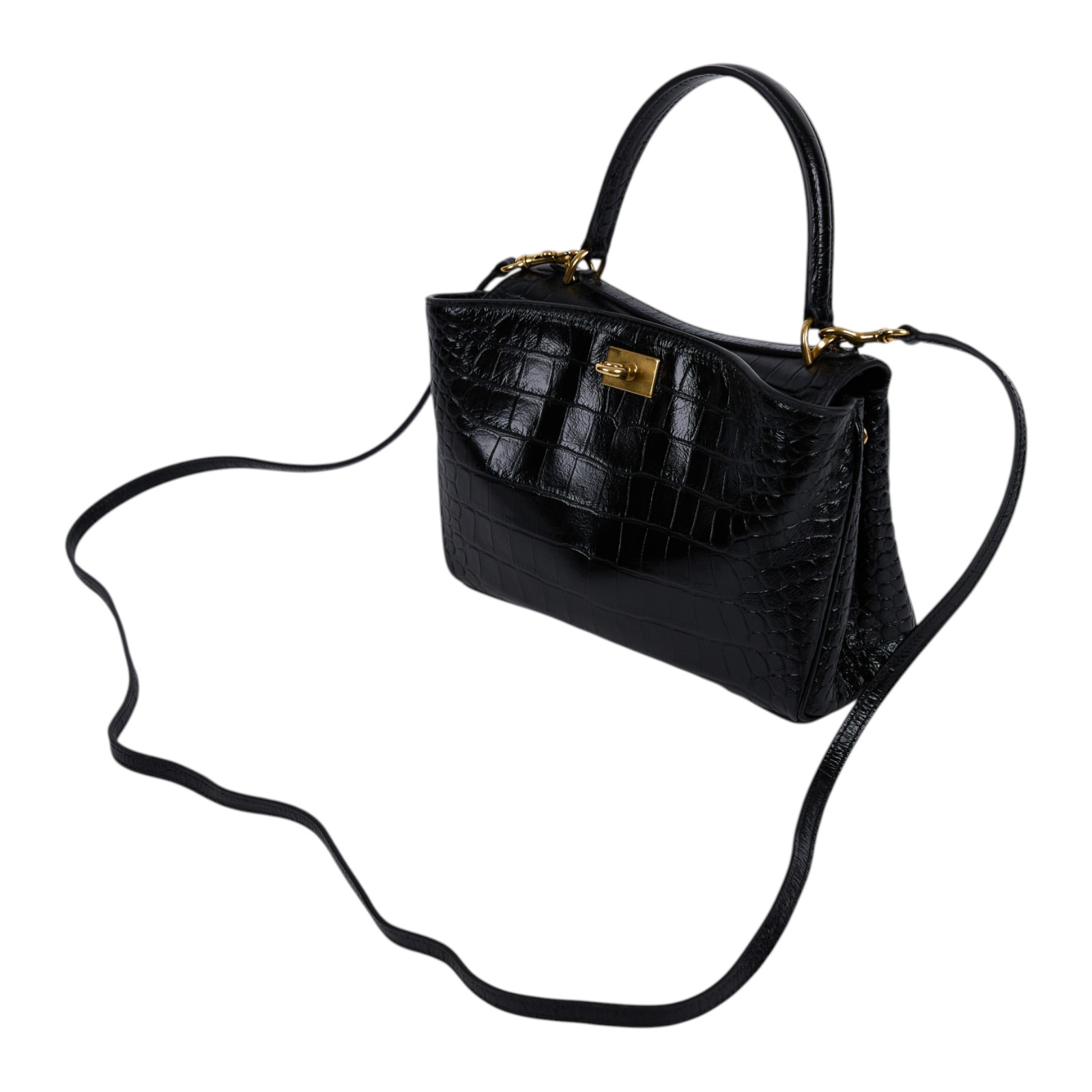 巴黎世家 BALENCIAGA Rodeo Mini 手提包 鱷魚壓紋小牛皮 7954562AA5L 黑金鱷魚壓紋RODEO MINI STARP/防塵袋