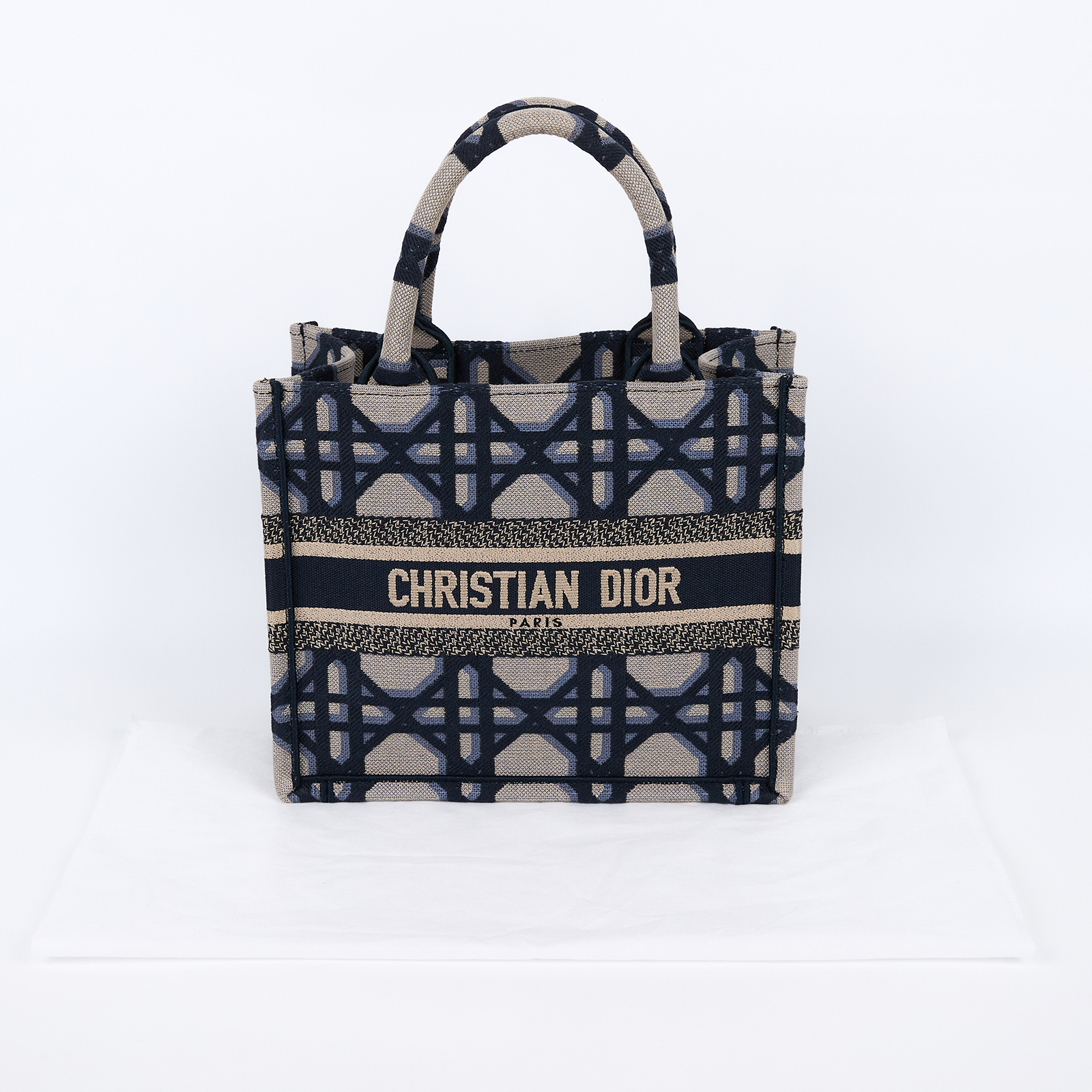 迪奧 CHRISTIAN DIOR Book Tote 小型 托特包 米色 藍色 M1265ZZAU 深藍騰格紋BOOK TOTE 小號 無附屬品
