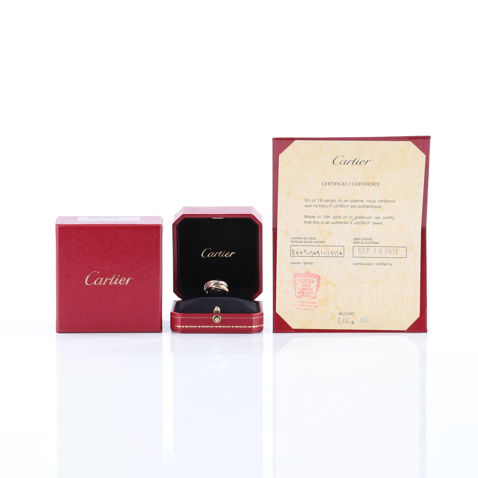 卡地亞 CARTIER Trinity 戒指 B4052749 K18 TRINITY三環戒指#49 原廠盒子/保書