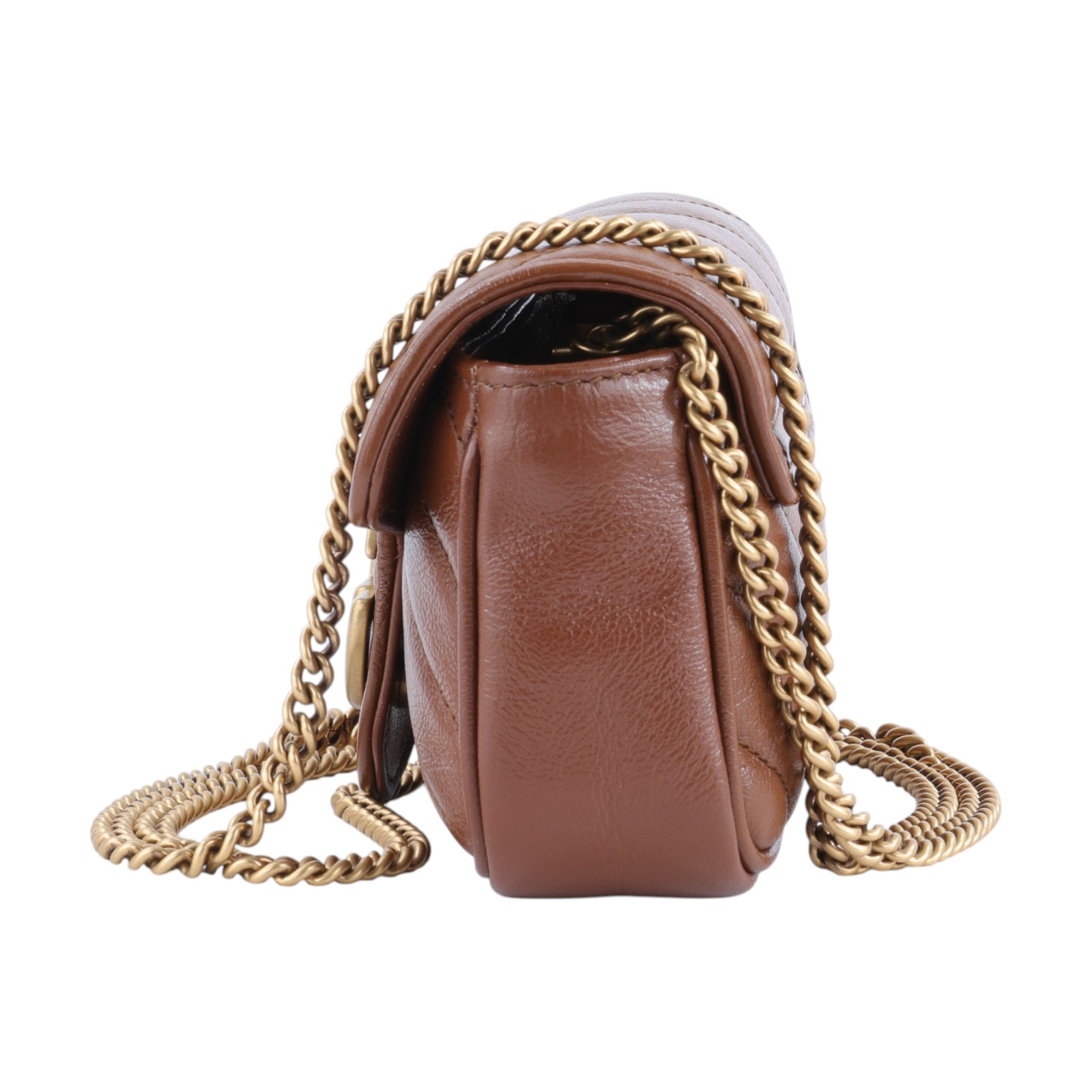 古馳 GUCCI GG Mormont 絎縫 超迷你袋 476433 DTDCT 焦糖MARMONT MINI 無附屬品