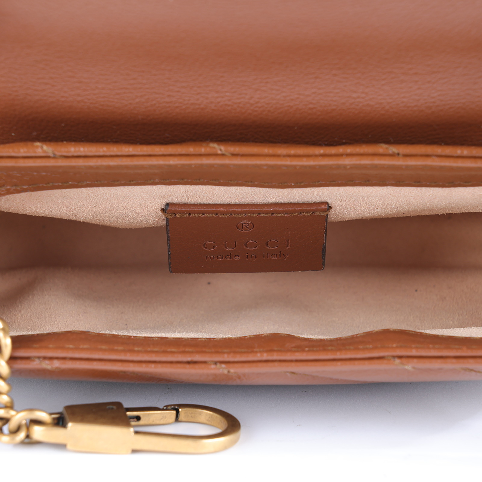 古馳 GUCCI GG Mormont 絎縫 超迷你袋 476433 DTDCT 焦糖MARMONT MINI 無附屬品