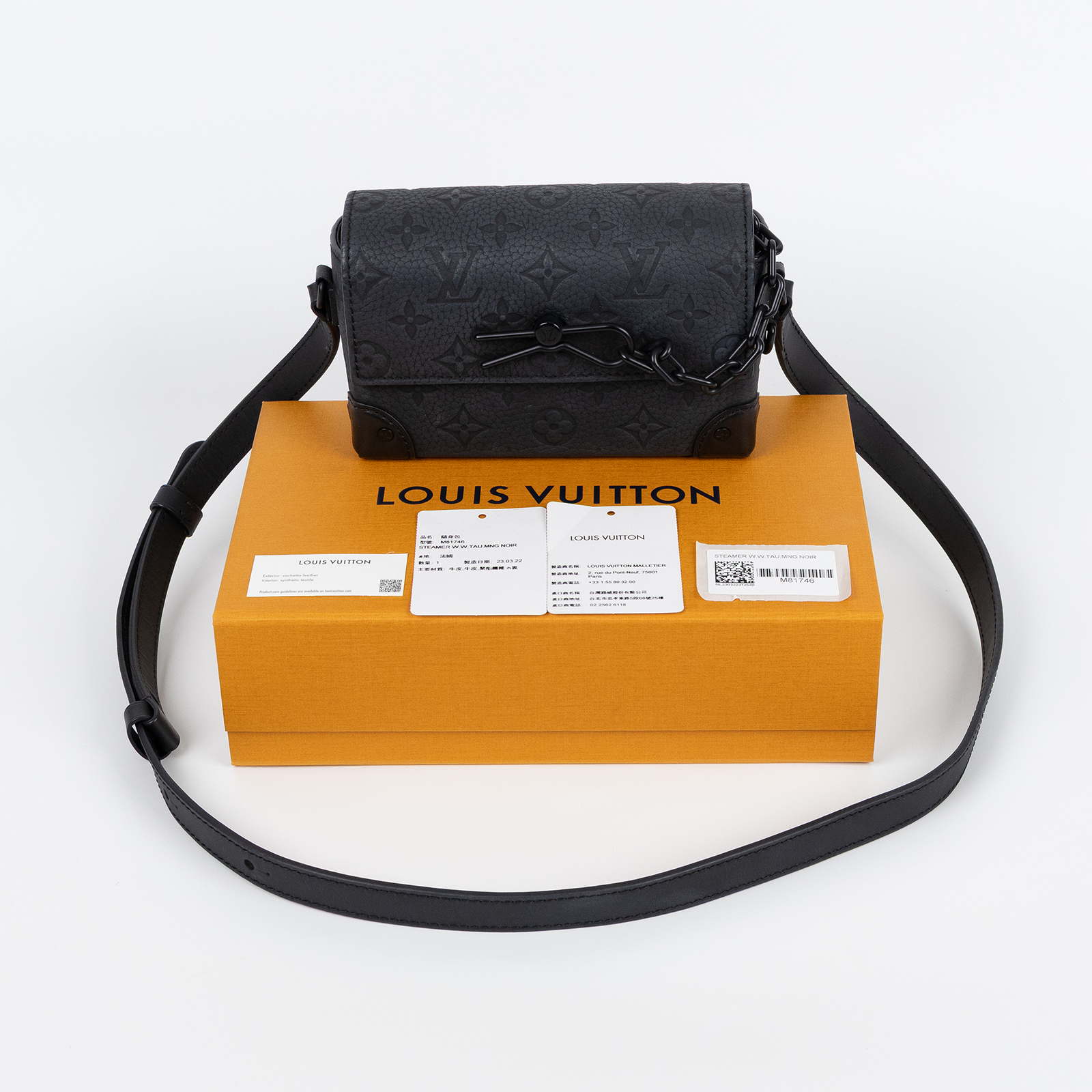 路易威登 LOUIS VUITTON Steamer 隨身 錢包 黑色 M81746 晶片款 黑原花壓紋STEAMER 原廠盒子