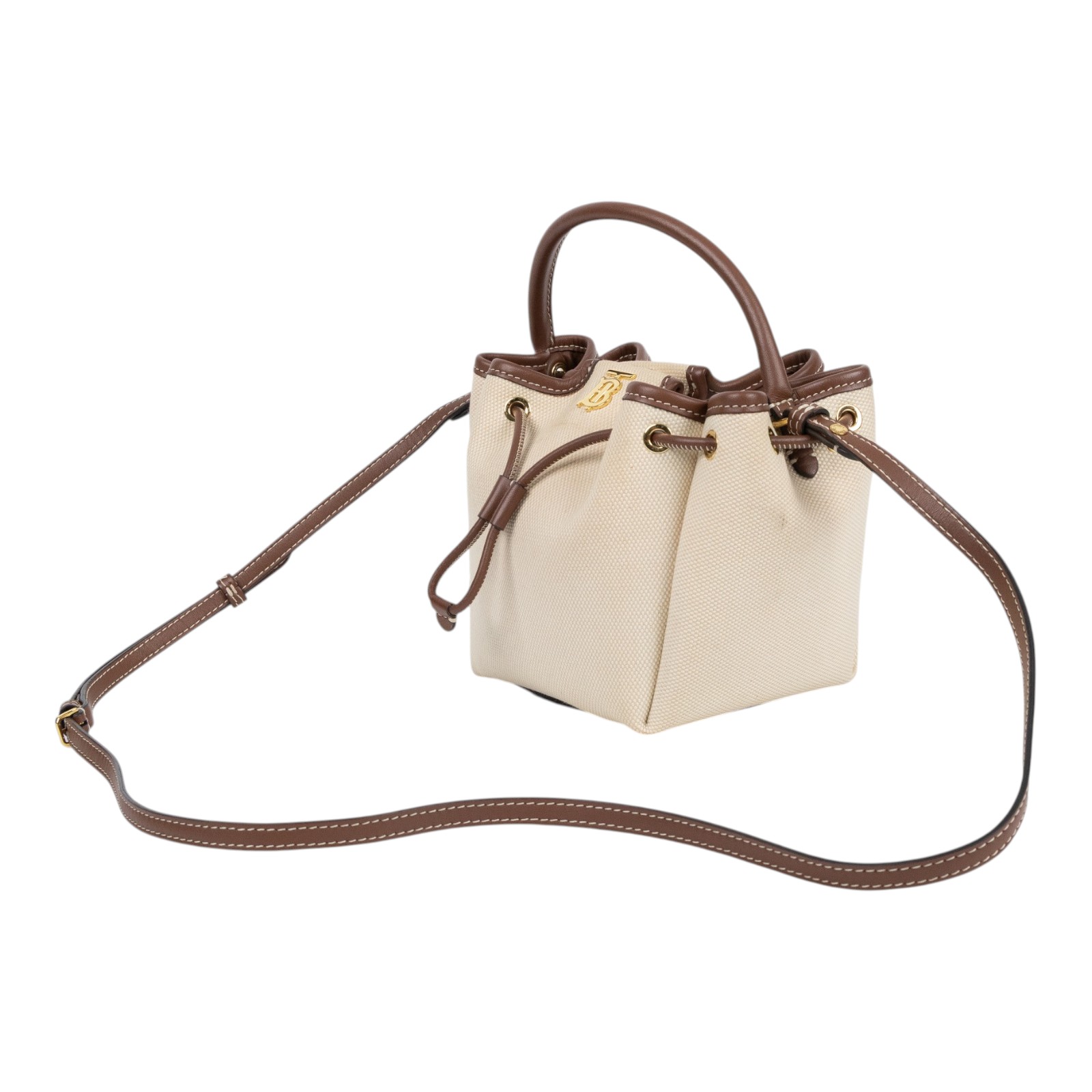 博柏利 BURBERRY TB Bag 水桶包 手提包 斜背包 8052459 米帆布水桶包MINI 防塵袋